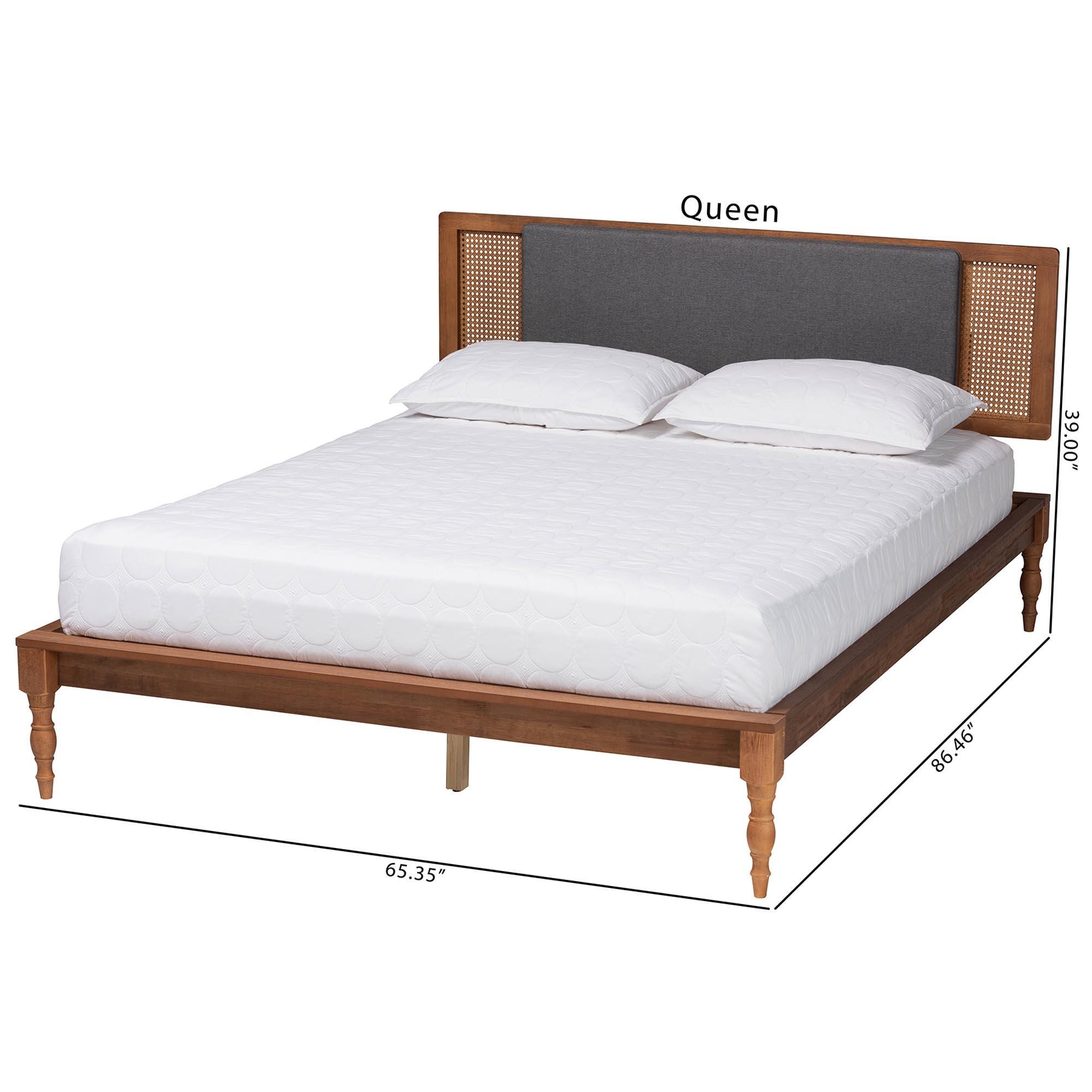 Baxton Studio Eliseo Queen Panel Platform Bed, Dark Gray/Walnut Brown, large