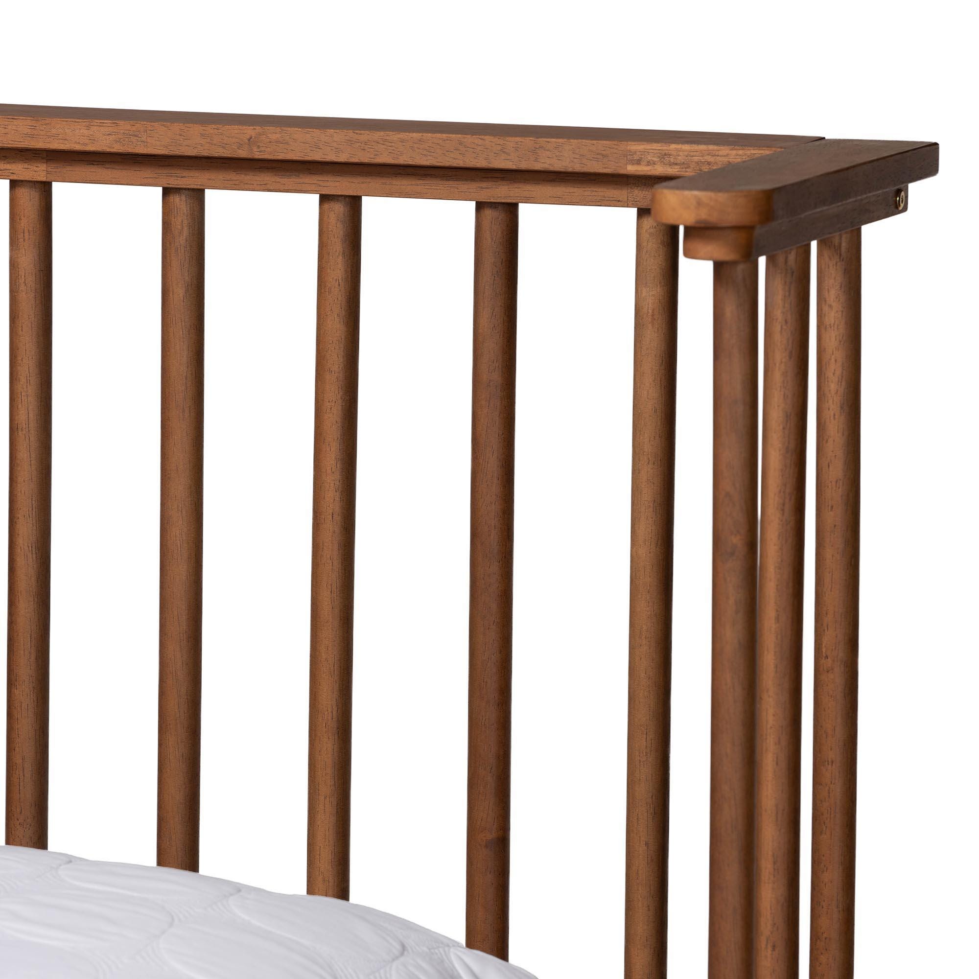 Baxton Studio Flint Queen Panel Platform Bed, Ash Walnut, large