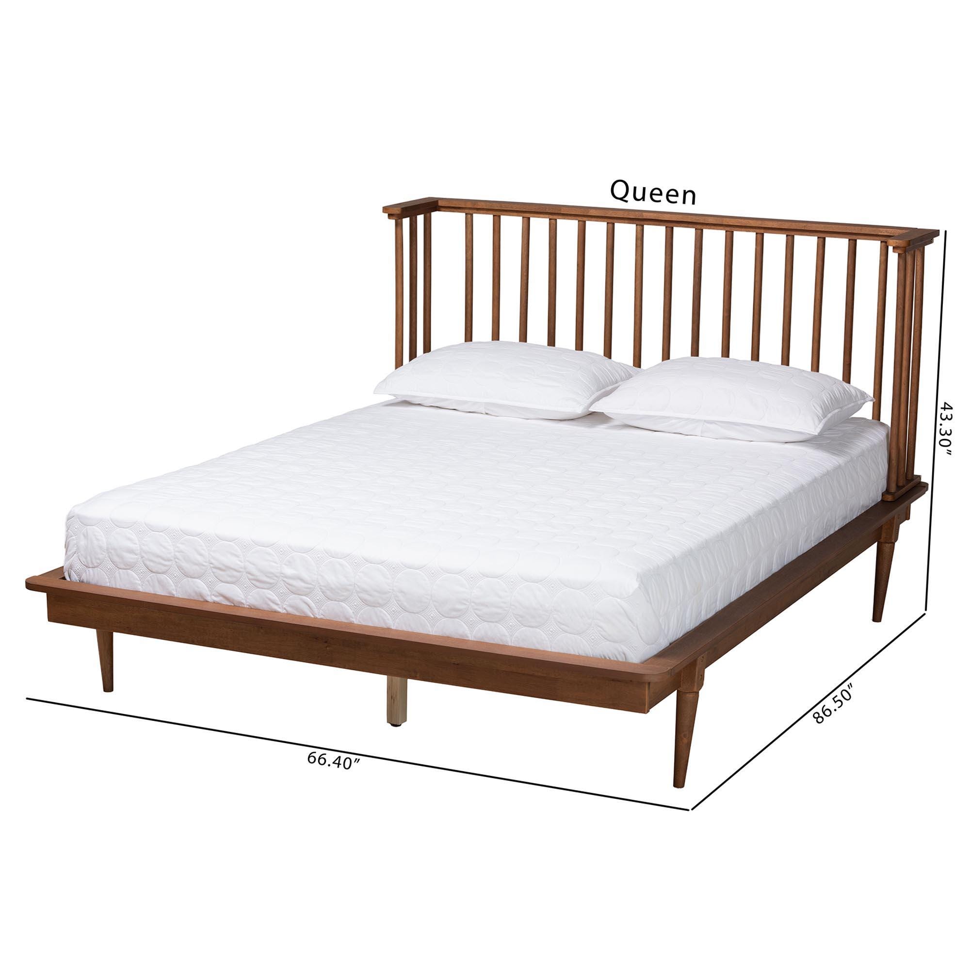 Baxton Studio Flint Queen Panel Platform Bed, Ash Walnut, large