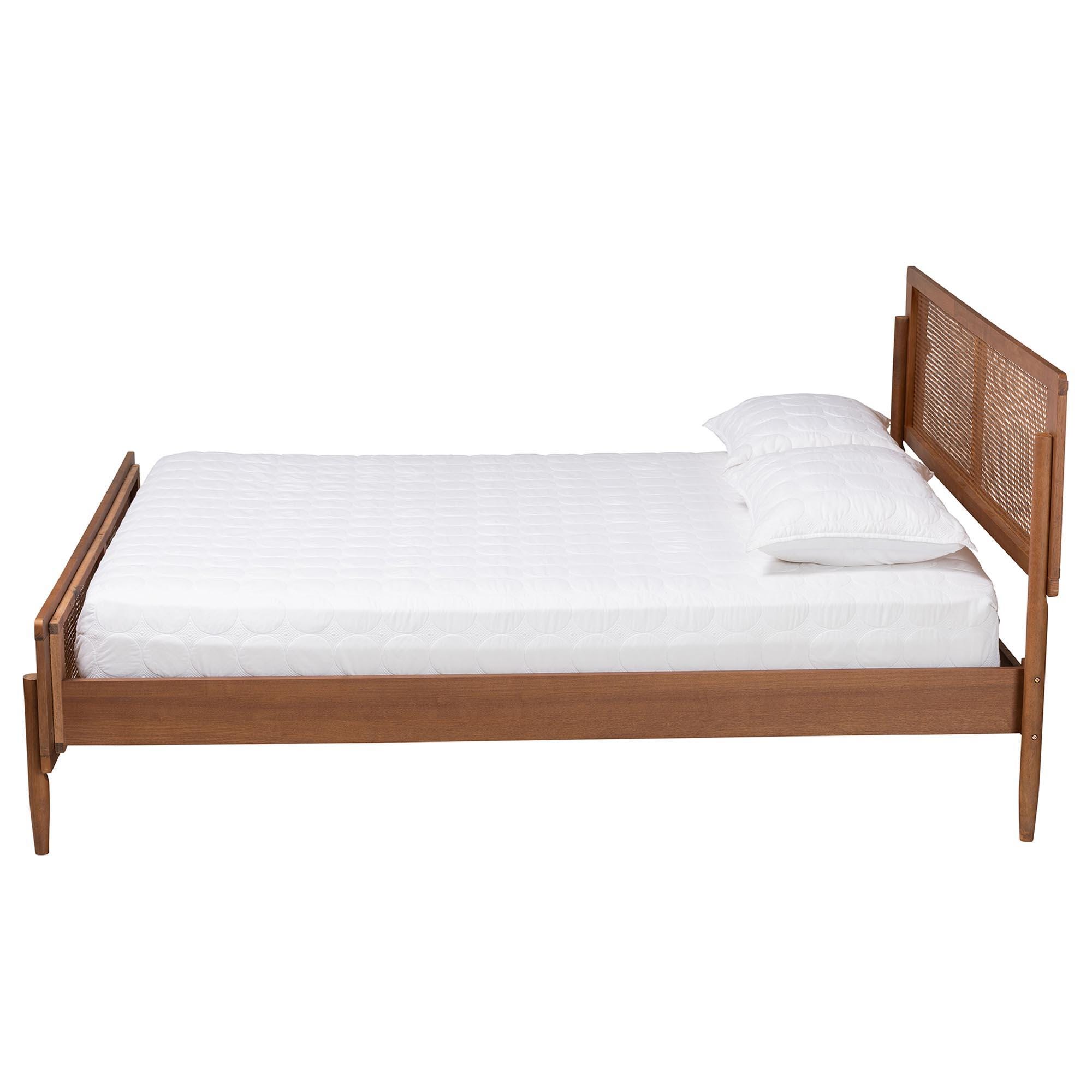 Baxton Studio Gardwin Queen Panel Platform Bed, Ash Walnut/Light Brown, large