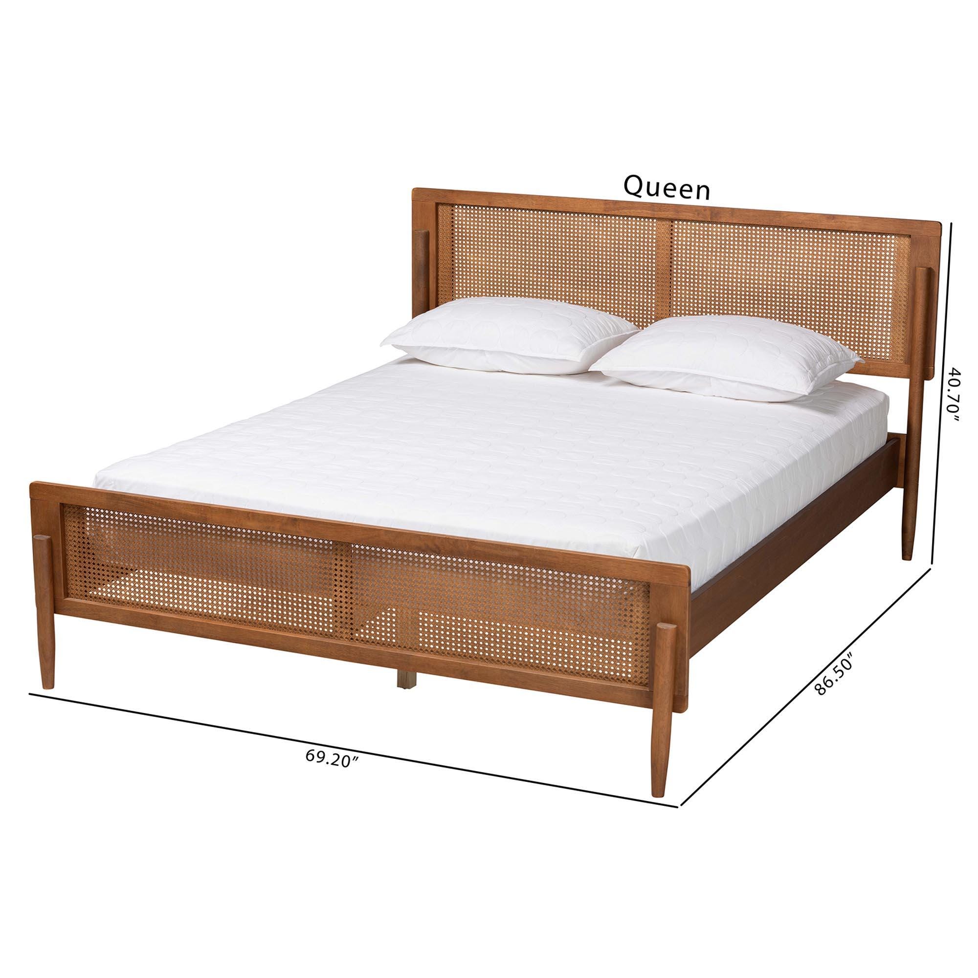 Baxton Studio Gardwin Queen Panel Platform Bed, Ash Walnut/Light Brown, large