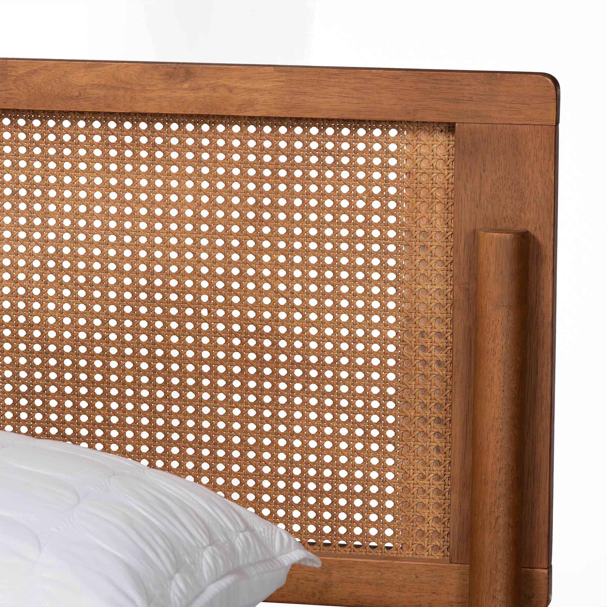 Baxton Studio Gardwin King Panel Platform Bed, Ash Walnut/Light Brown, large