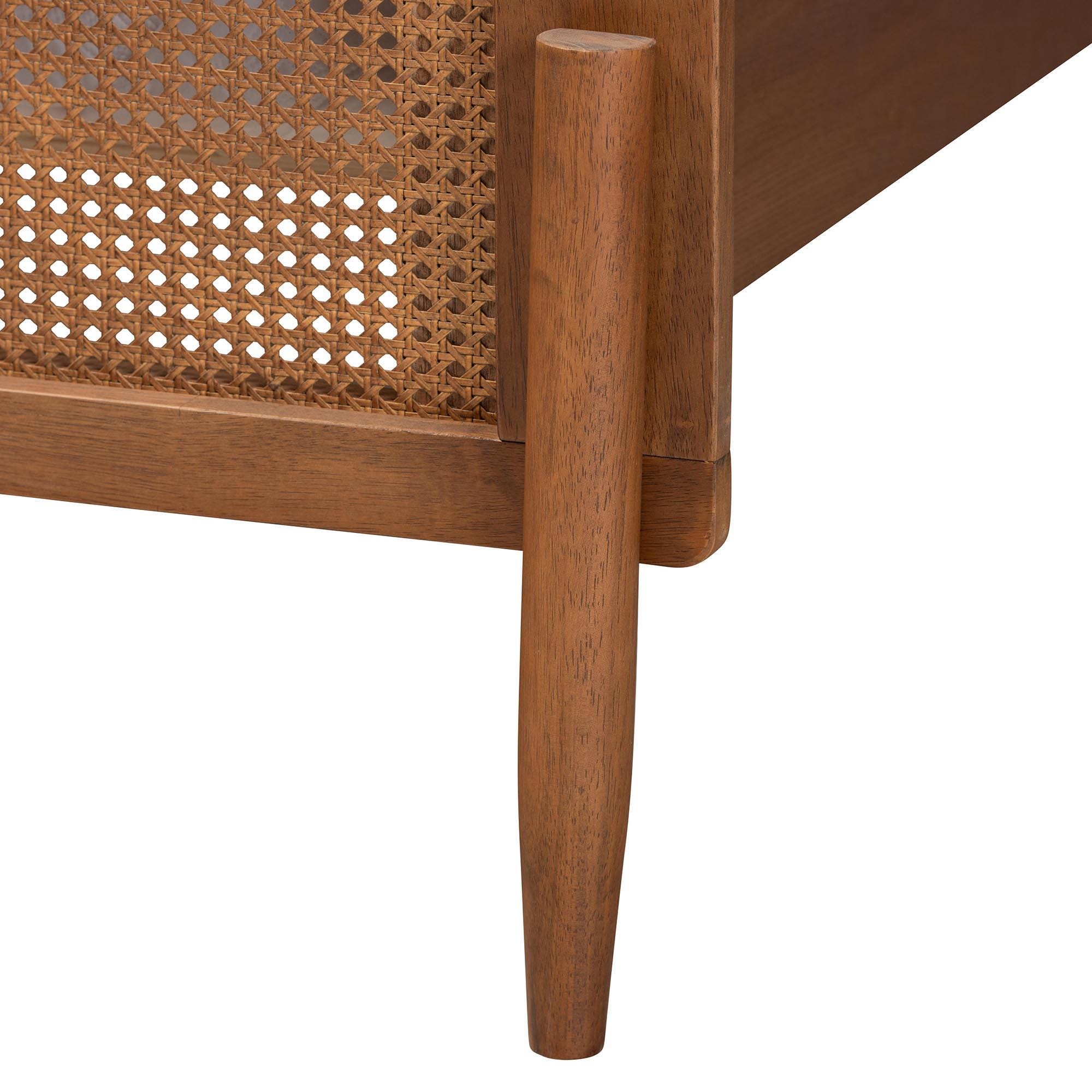 Baxton Studio Gardwin King Panel Platform Bed, Ash Walnut/Light Brown, large