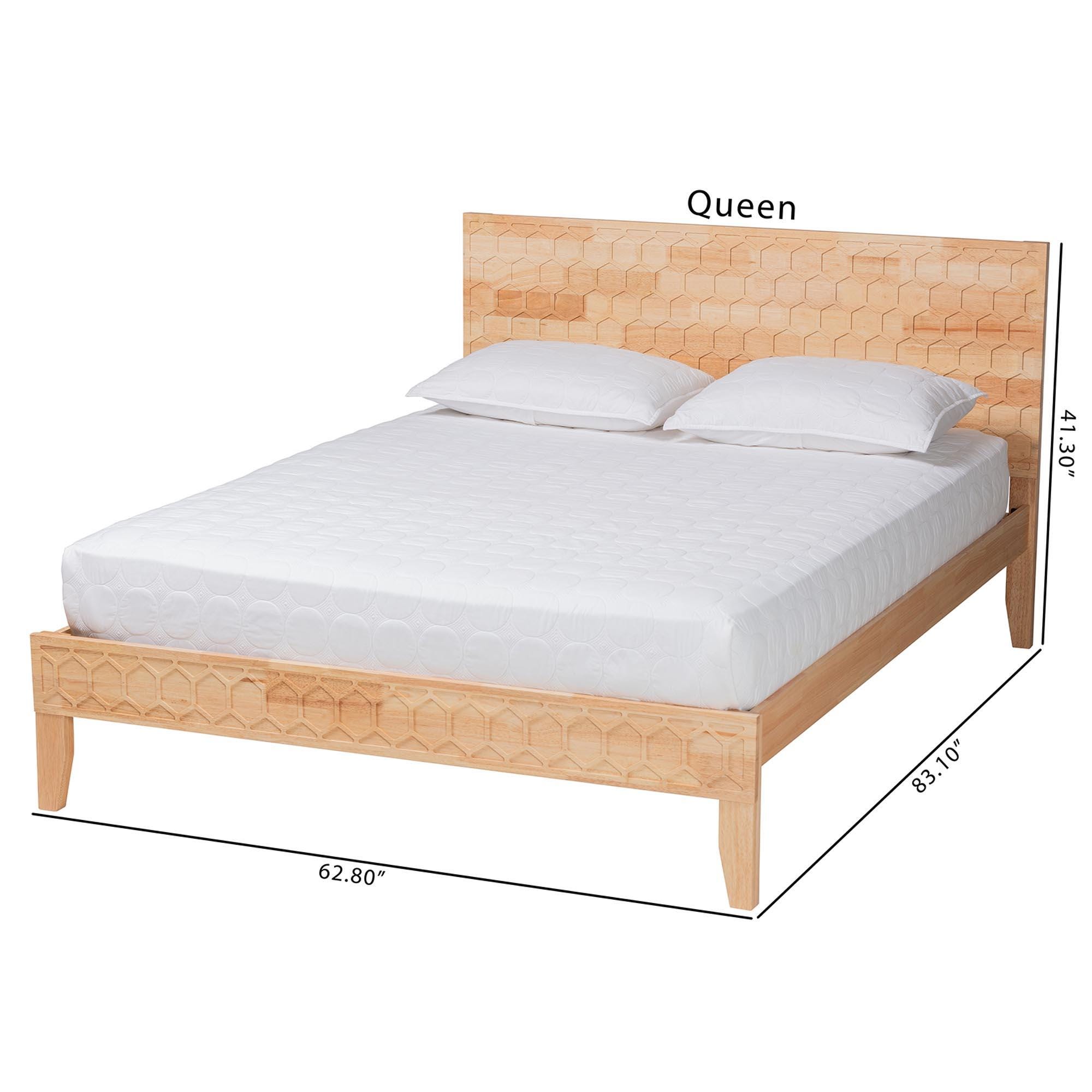 Baxton Studio Hosea Queen Panel Platform Bed, Natural, large