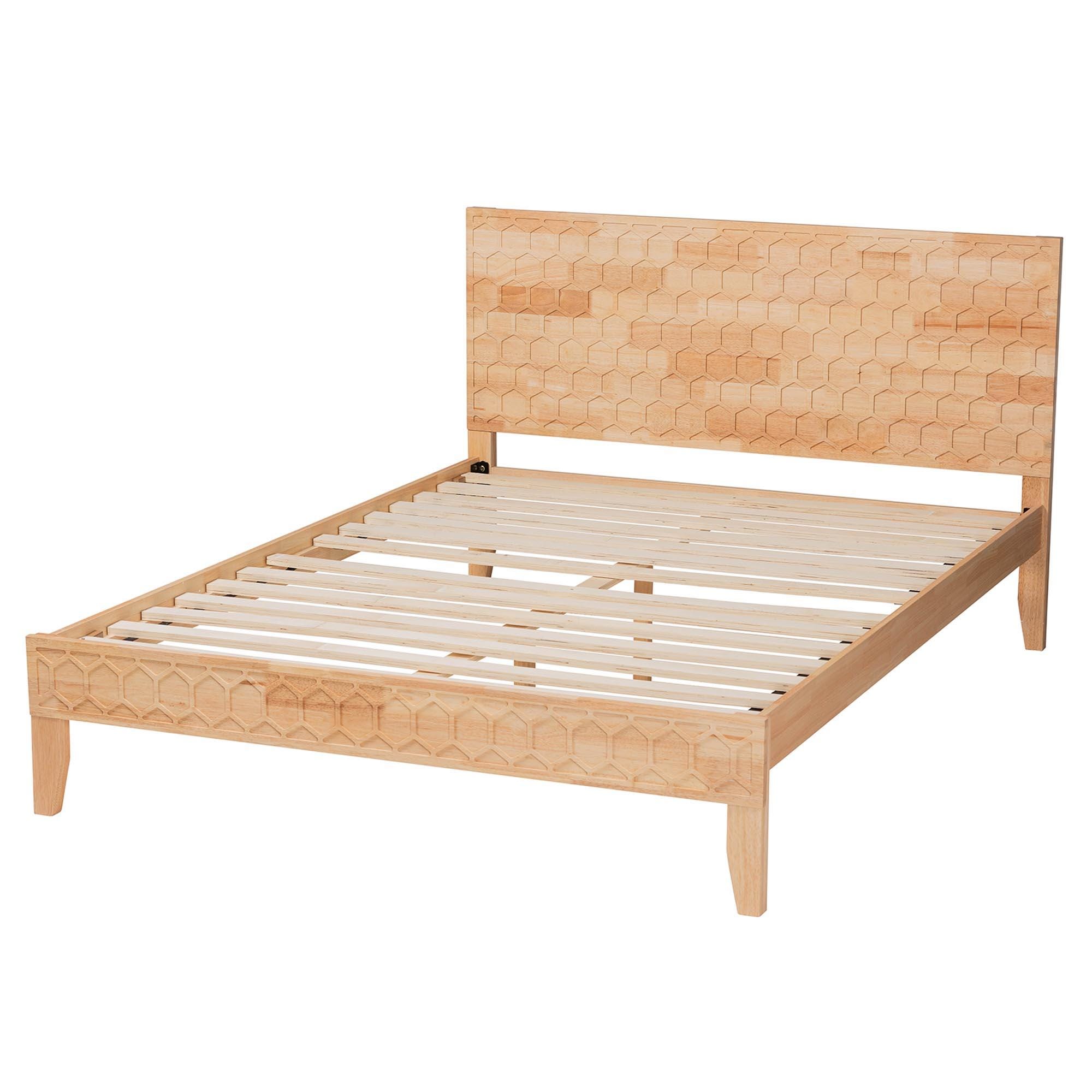 Baxton Studio Hosea King Panel Platform Bed, Natural, large