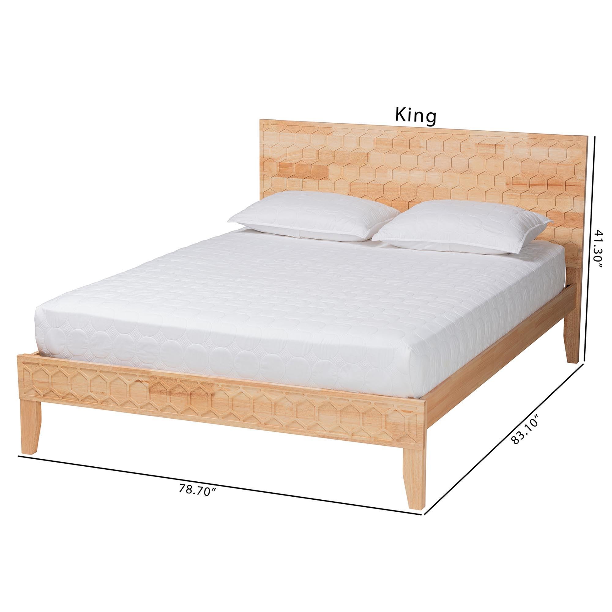 Baxton Studio Hosea King Panel Platform Bed, Natural, large