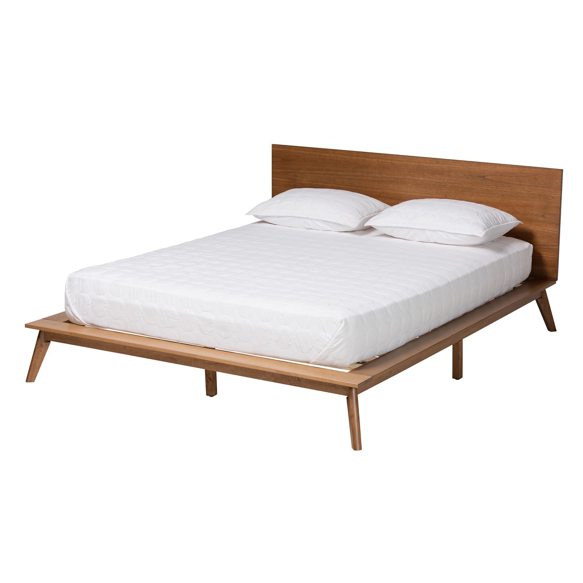 Baxton Studio Wheatley Queen Panel Platform Bed, Walnut Brown, large