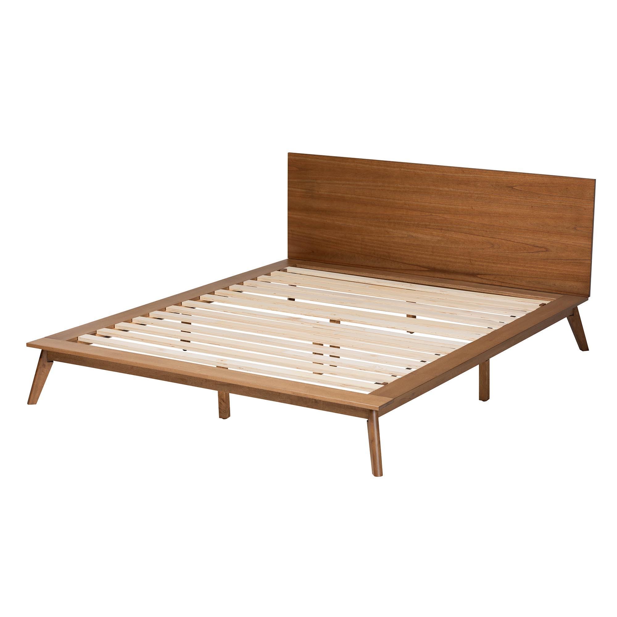 Baxton Studio Wheatley Queen Panel Platform Bed, Walnut Brown, large