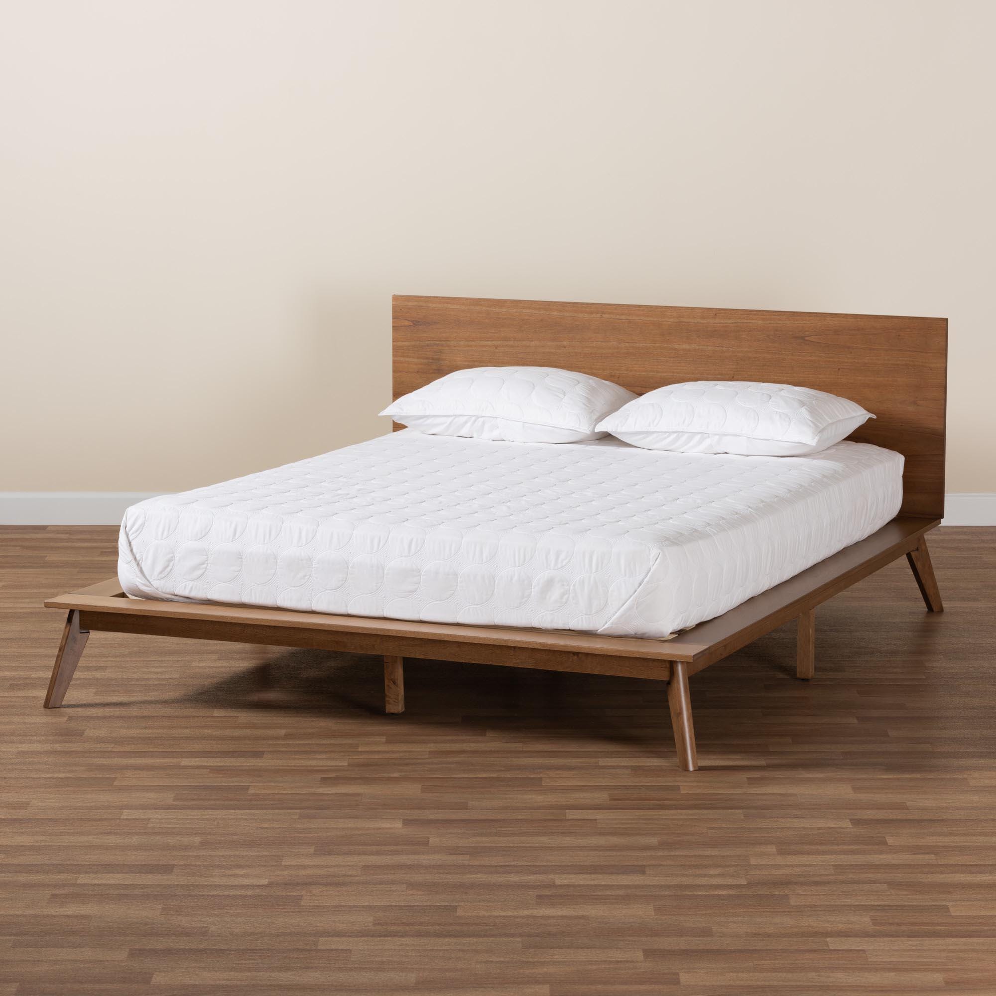 Baxton Studio Wheatley Queen Panel Platform Bed, Walnut Brown, large