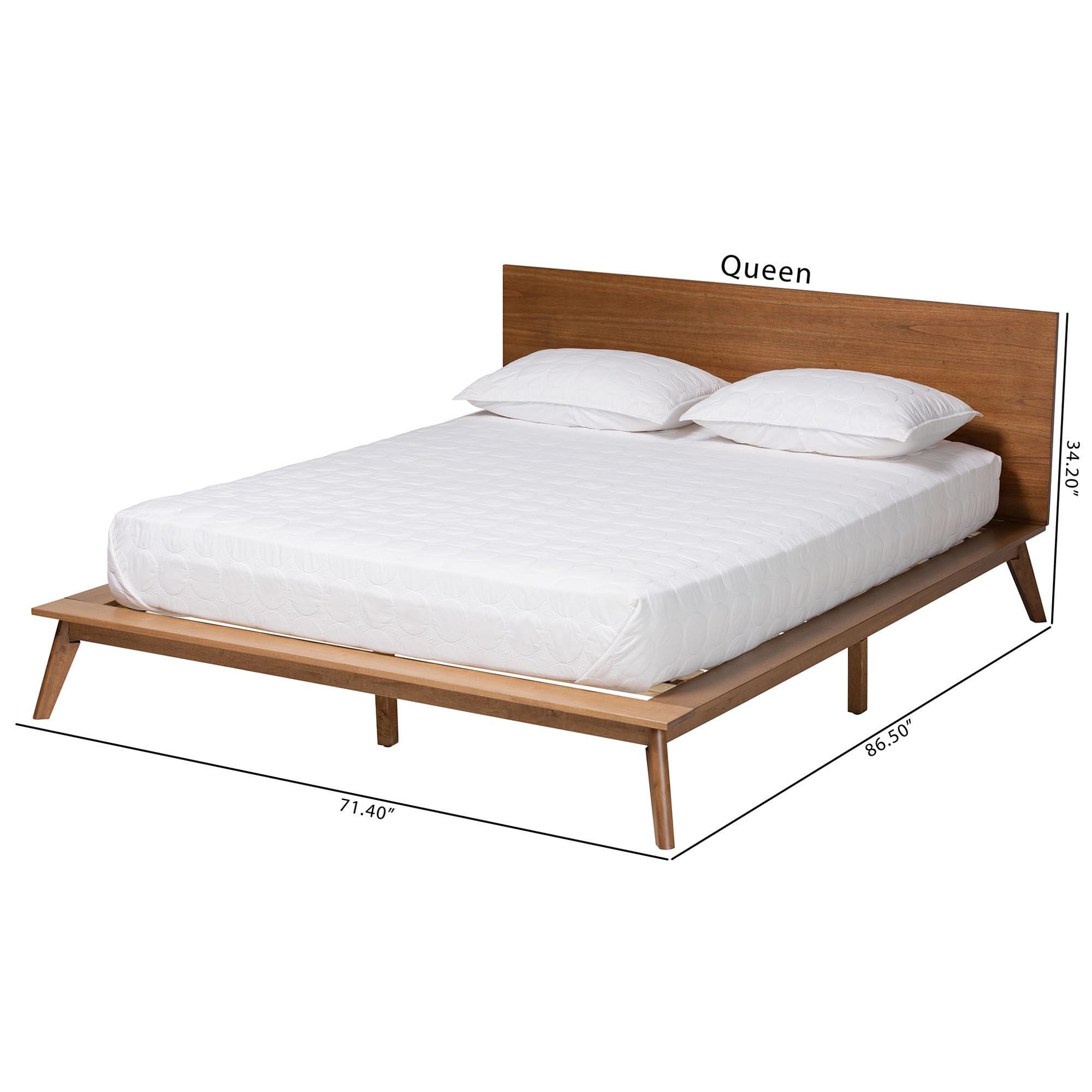 Baxton Studio Wheatley Queen Panel Platform Bed, Walnut Brown, large
