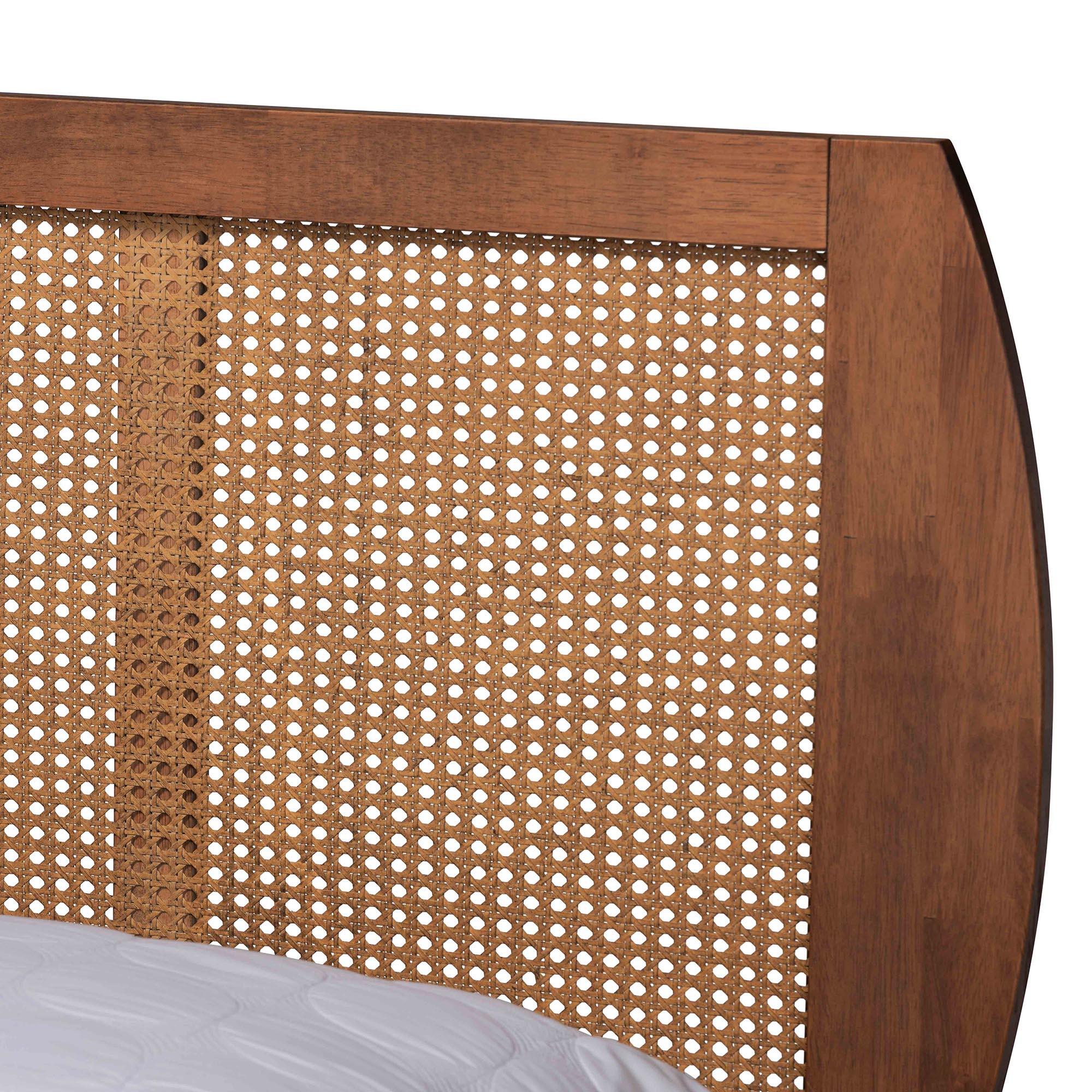 Baxton Studio Asami Full Panel Bed with 2 Nightstands, Walnut Brown, large