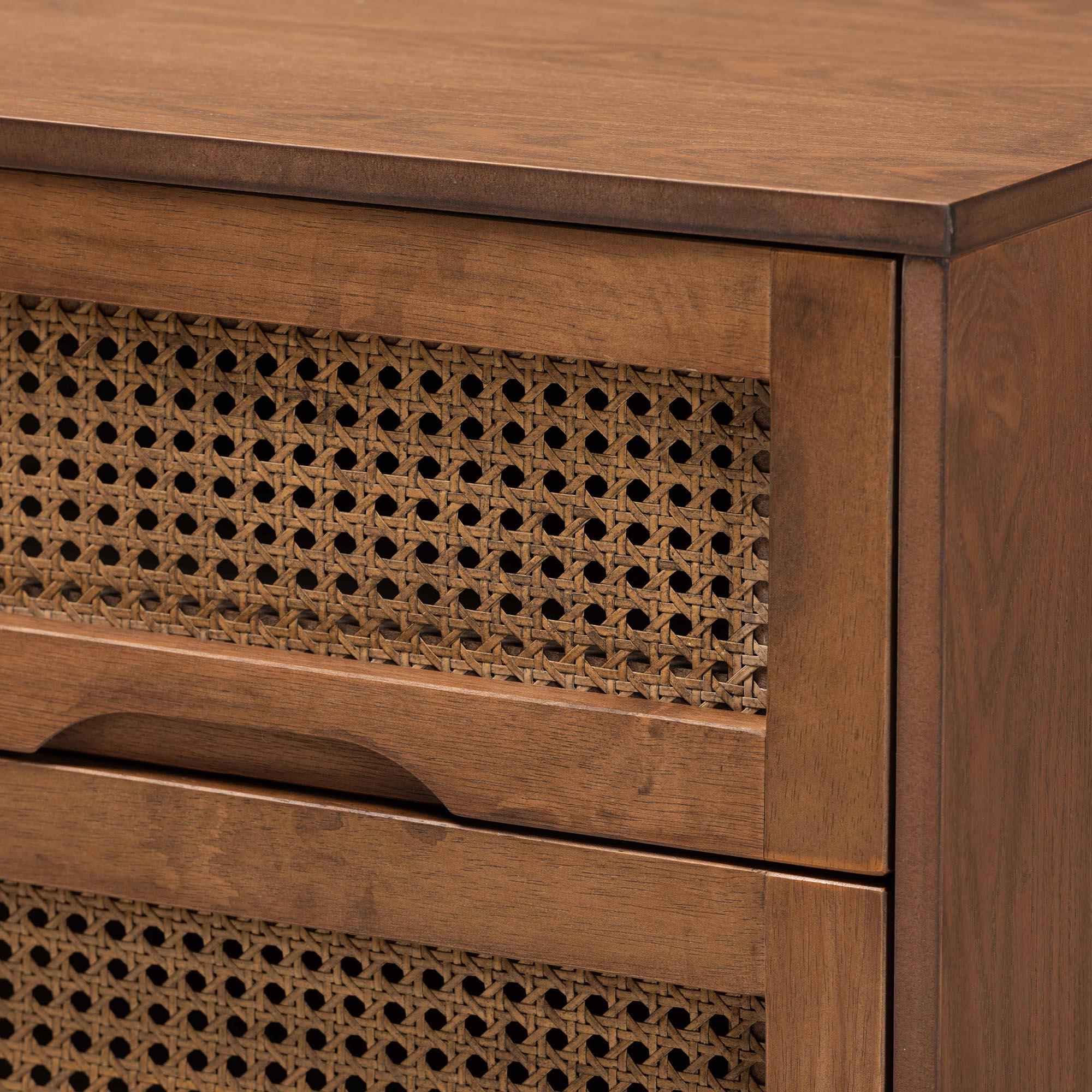 Baxton Studio Melora Full Panel Bed with 2 Nightstands, Walnut Brown/Brown, large