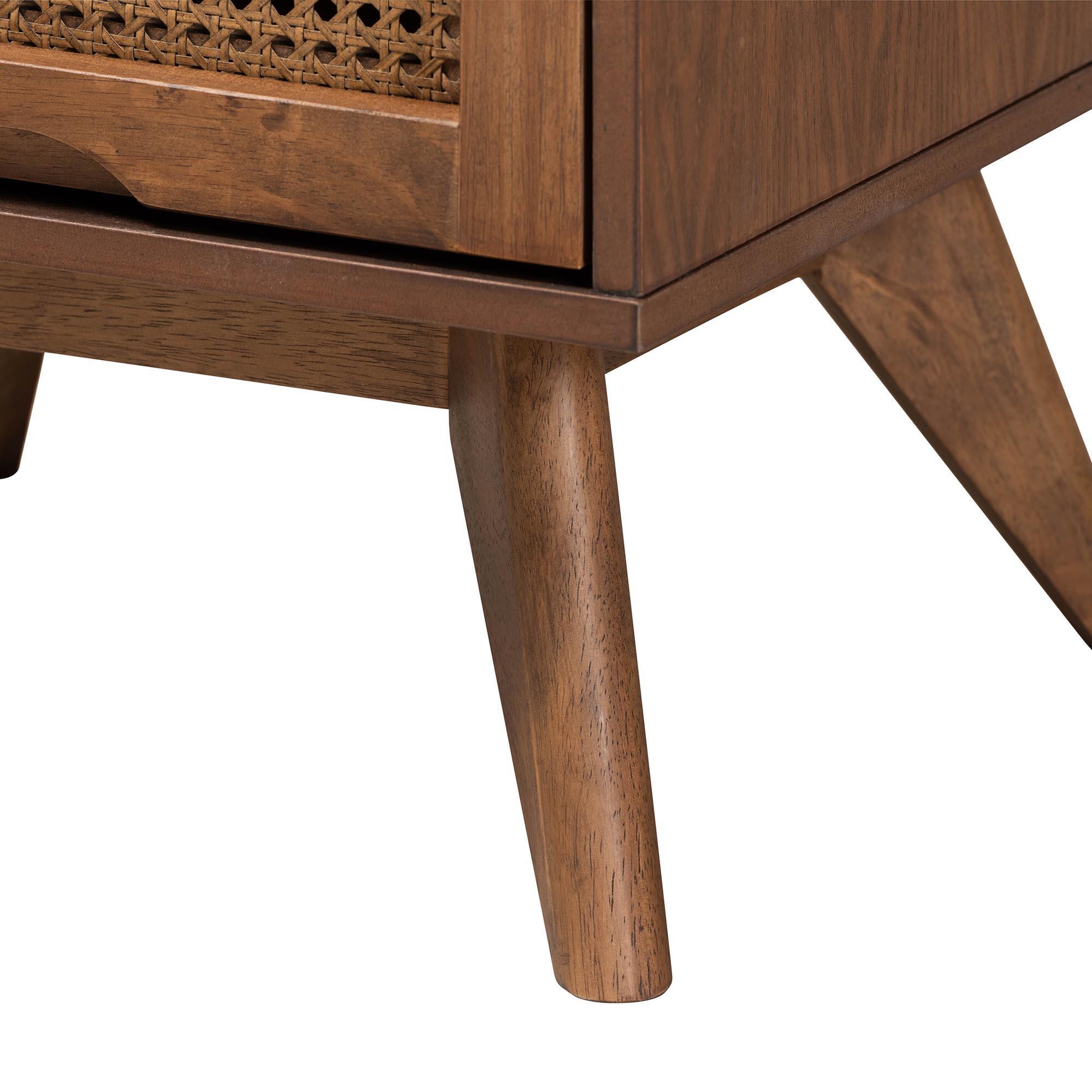 Baxton Studio Melora Full Panel Bed with 2 Nightstands, Walnut Brown/Brown, large