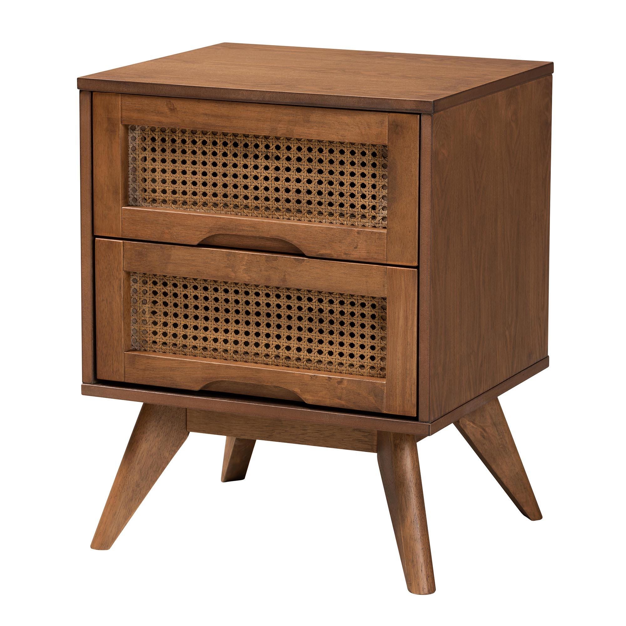 Baxton Studio Melora King Panel Bed with 2 Nightstands, Walnut Brown/Brown, large