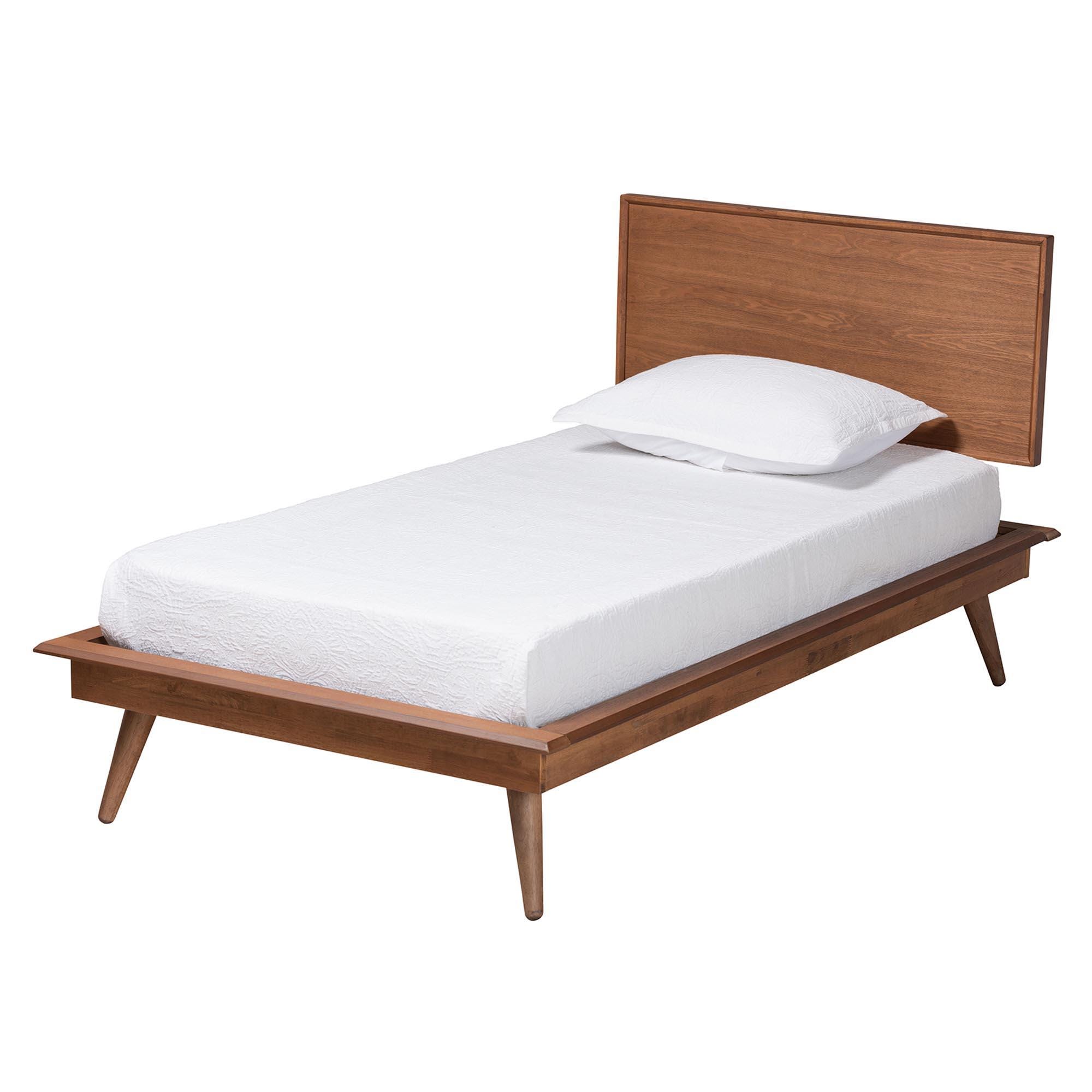 Baxton Studio Melora Twin Panel Bed with 2 Nightstands, Walnut Brown/Brown, large