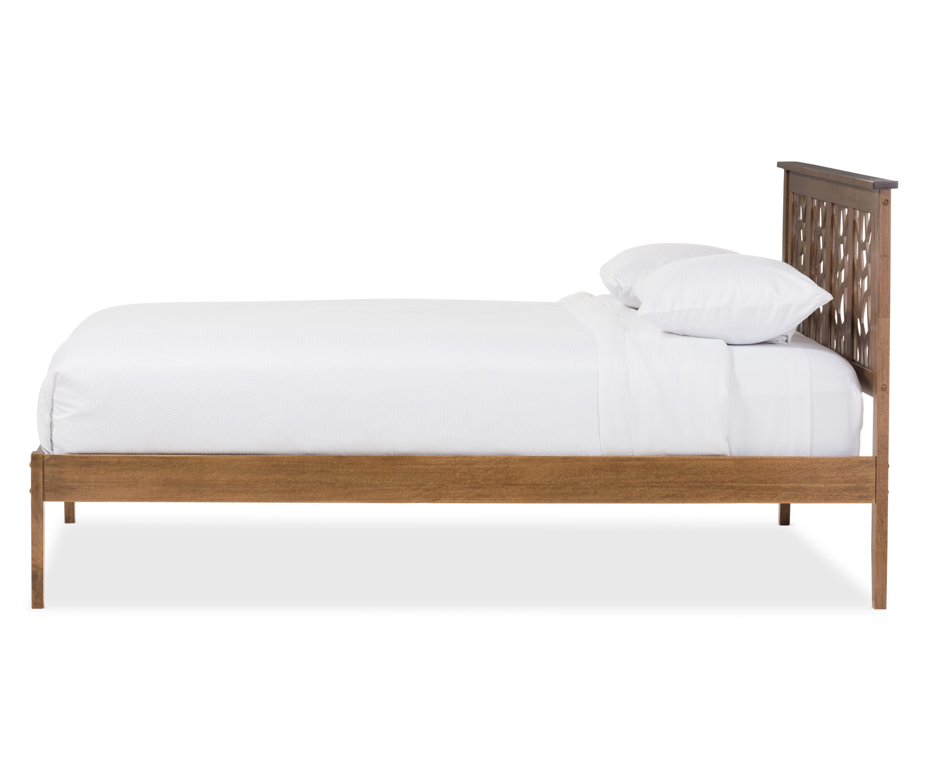 Tree Branch Design Wood King Size Platform Bed, Walnut, large