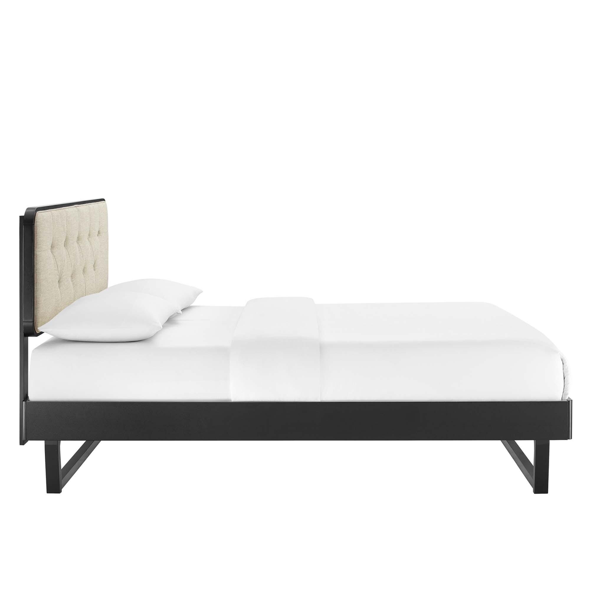 Modway Bridgette Full Platform Bed With Angular Frame, Black/Beige, large