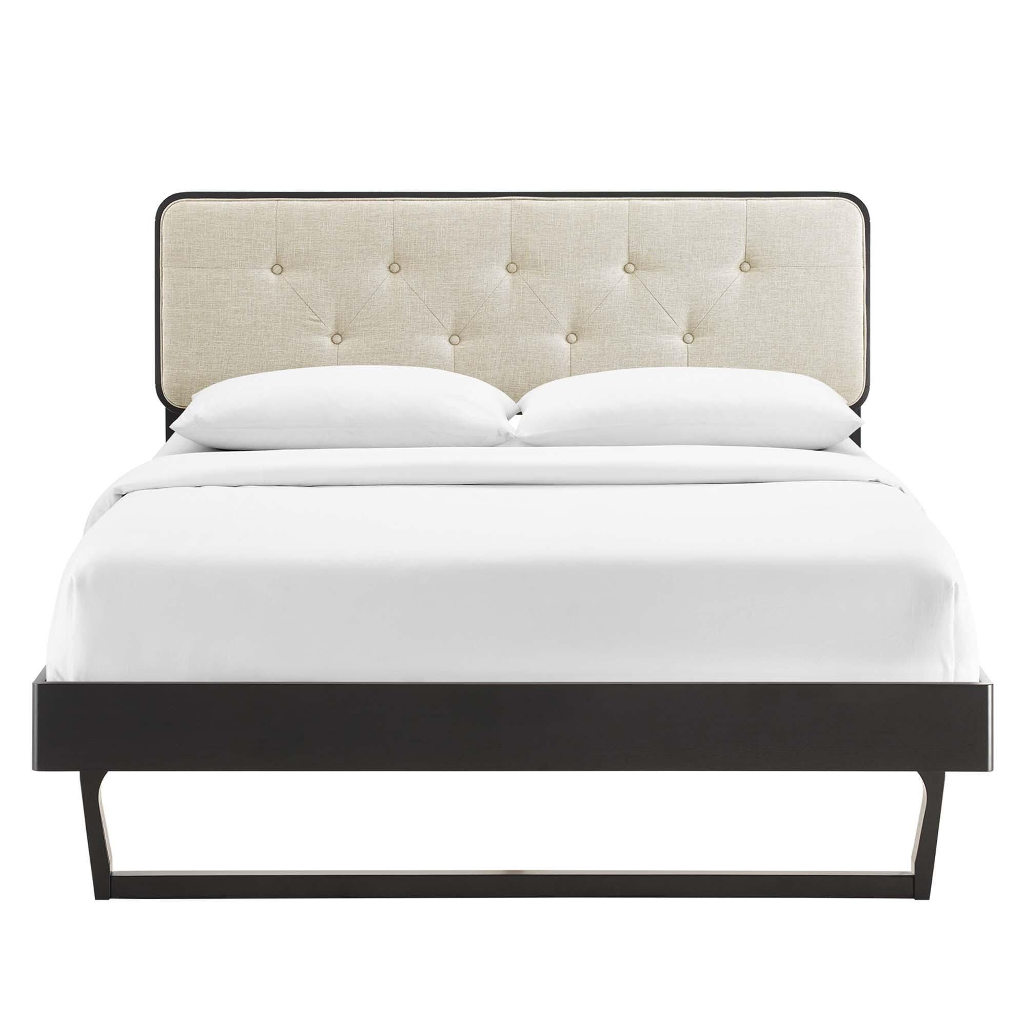 Modway Bridgette Full Platform Bed With Angular Frame, Black/Beige, large