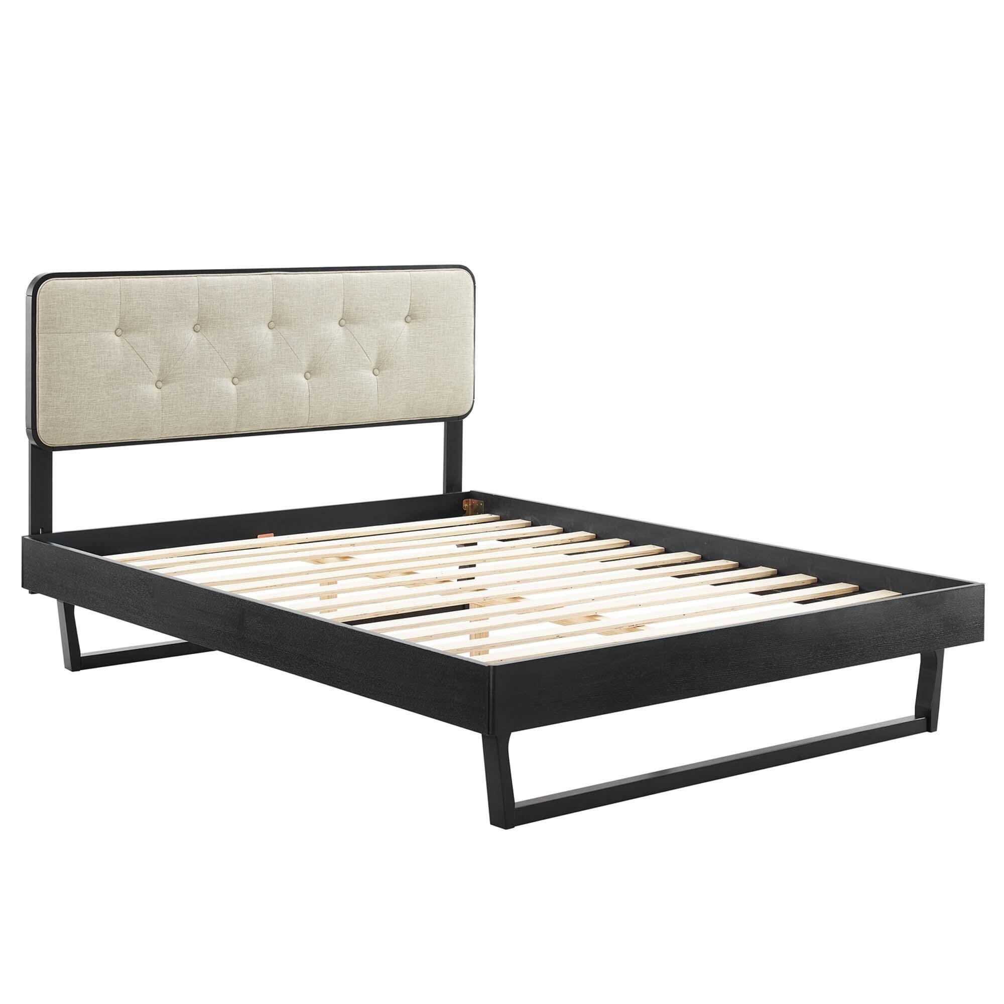 Modway Bridgette Full Platform Bed With Angular Frame, Black/Beige, large