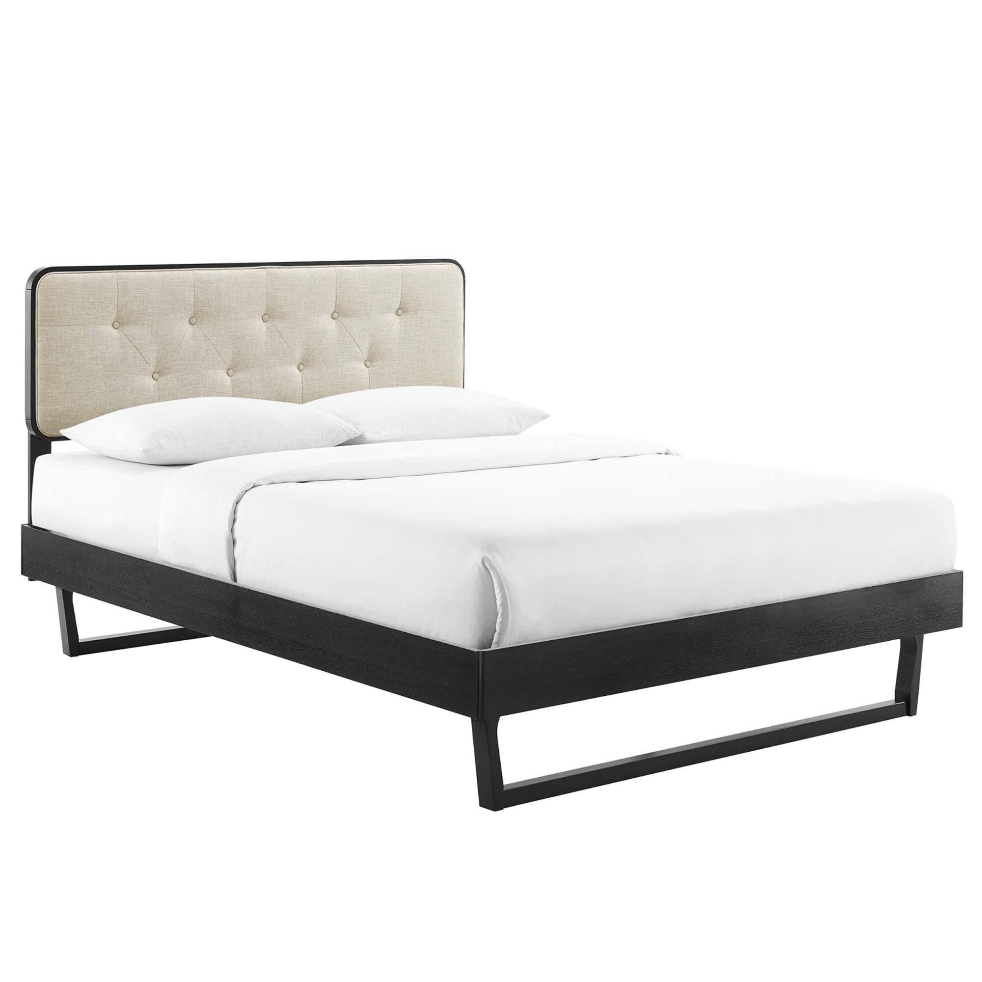 Modway Bridgette Full Platform Bed With Angular Frame, Black/Beige, large