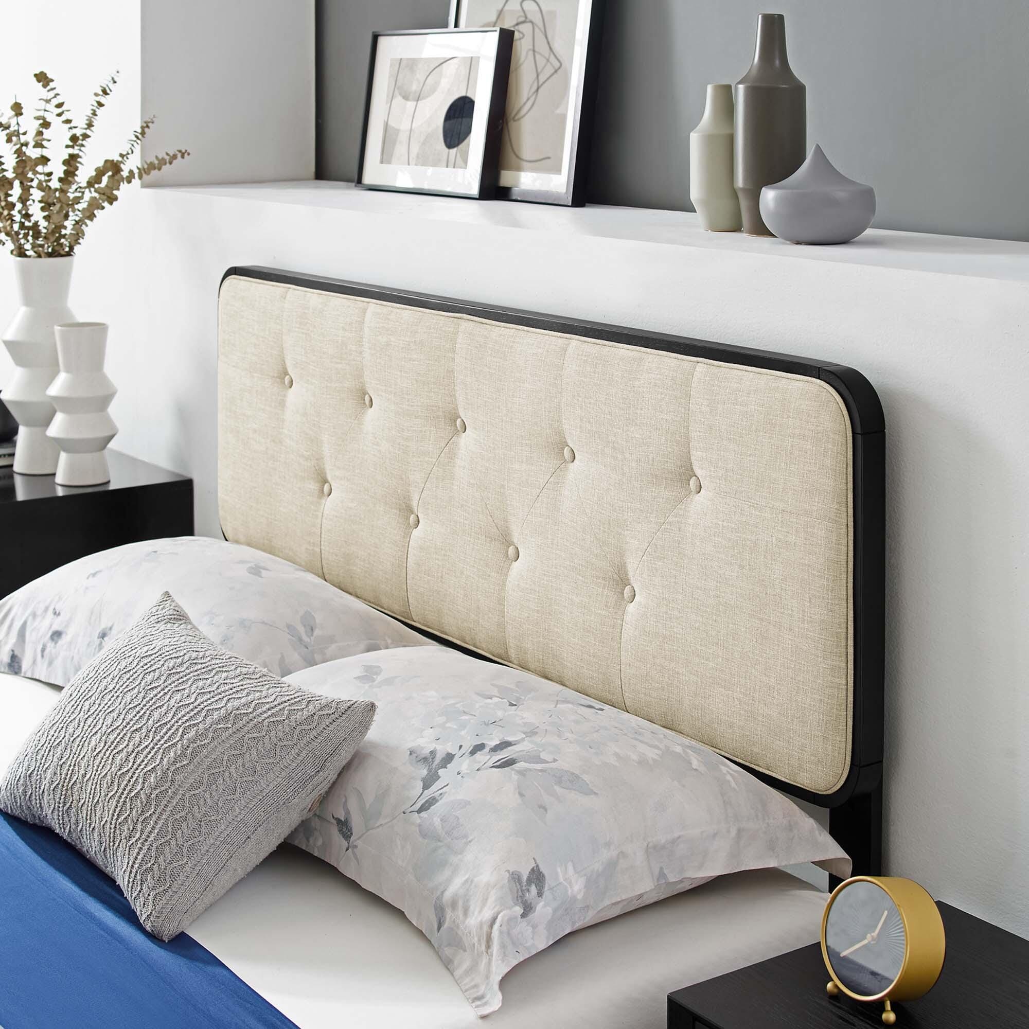 Modway Bridgette Full Platform Bed With Angular Frame, Black/Beige, large