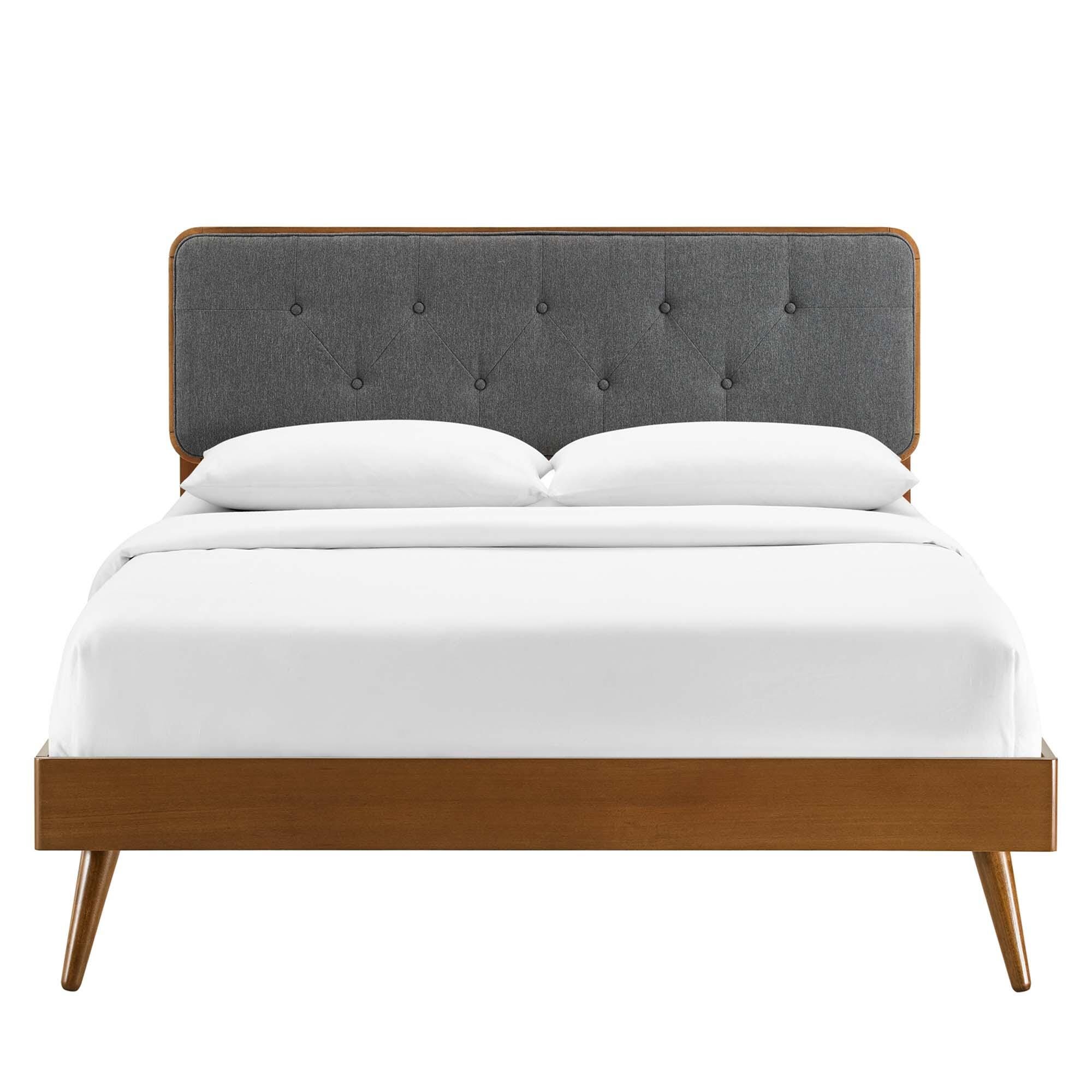 Modway Bridgette Full Platform Bed With Splayed Legs, Walnut/Charcoal, large