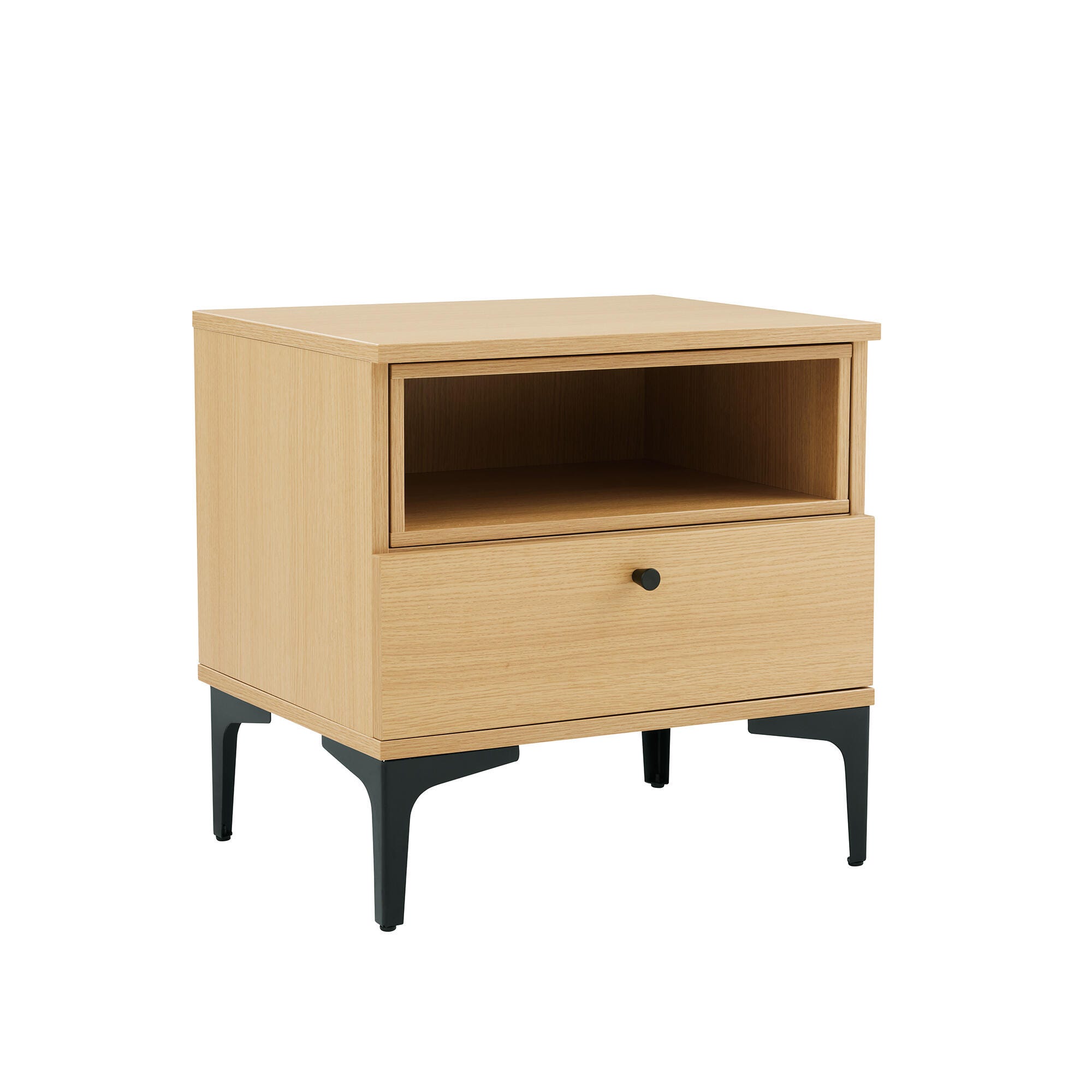 Manhattan Comfort Amara 20" 1 Drawer Nightstand (Set of 2), Natural Oak, large