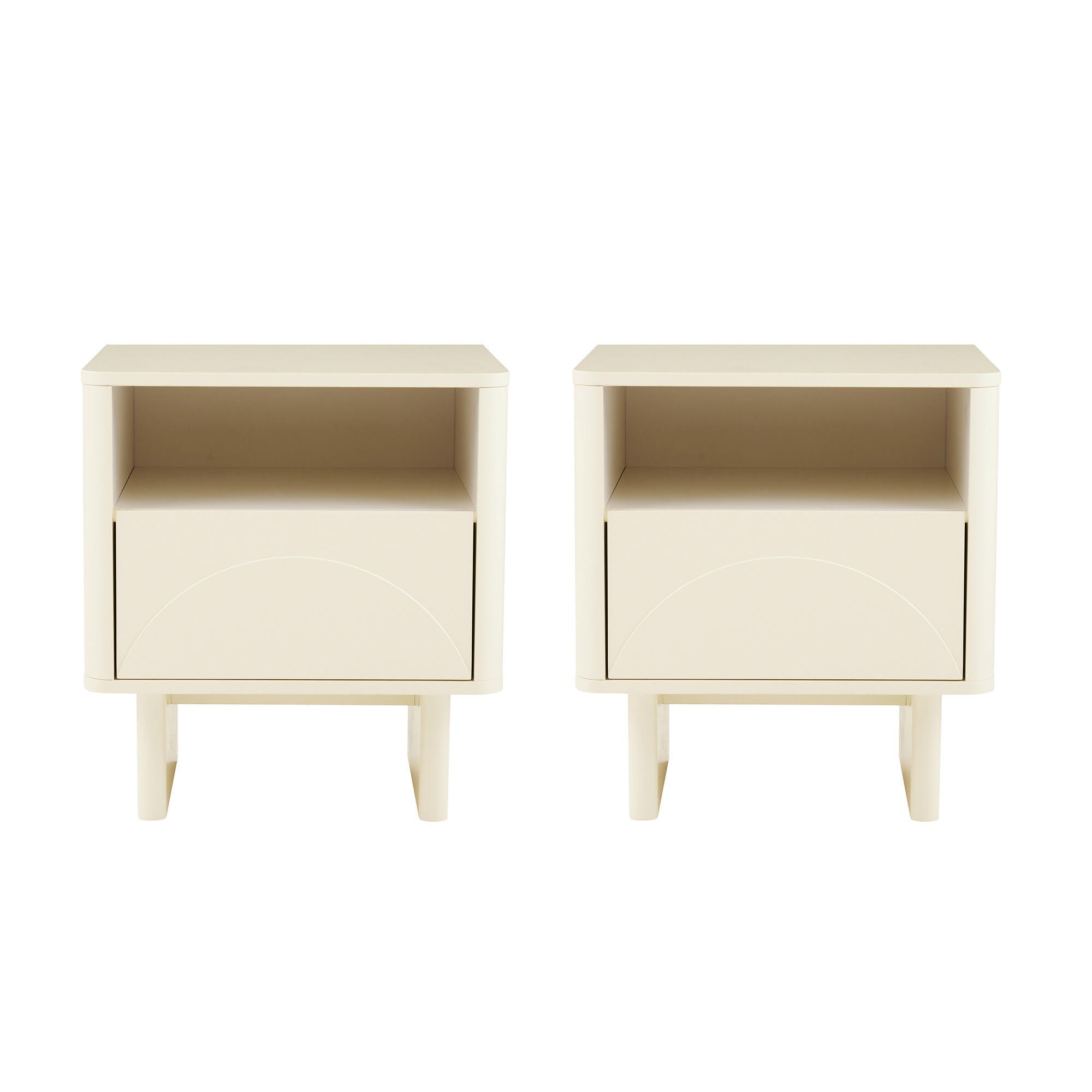 Manhattan Comfort Ella 20" 1 Drawer Nightstand (Set of 2), Cream, large