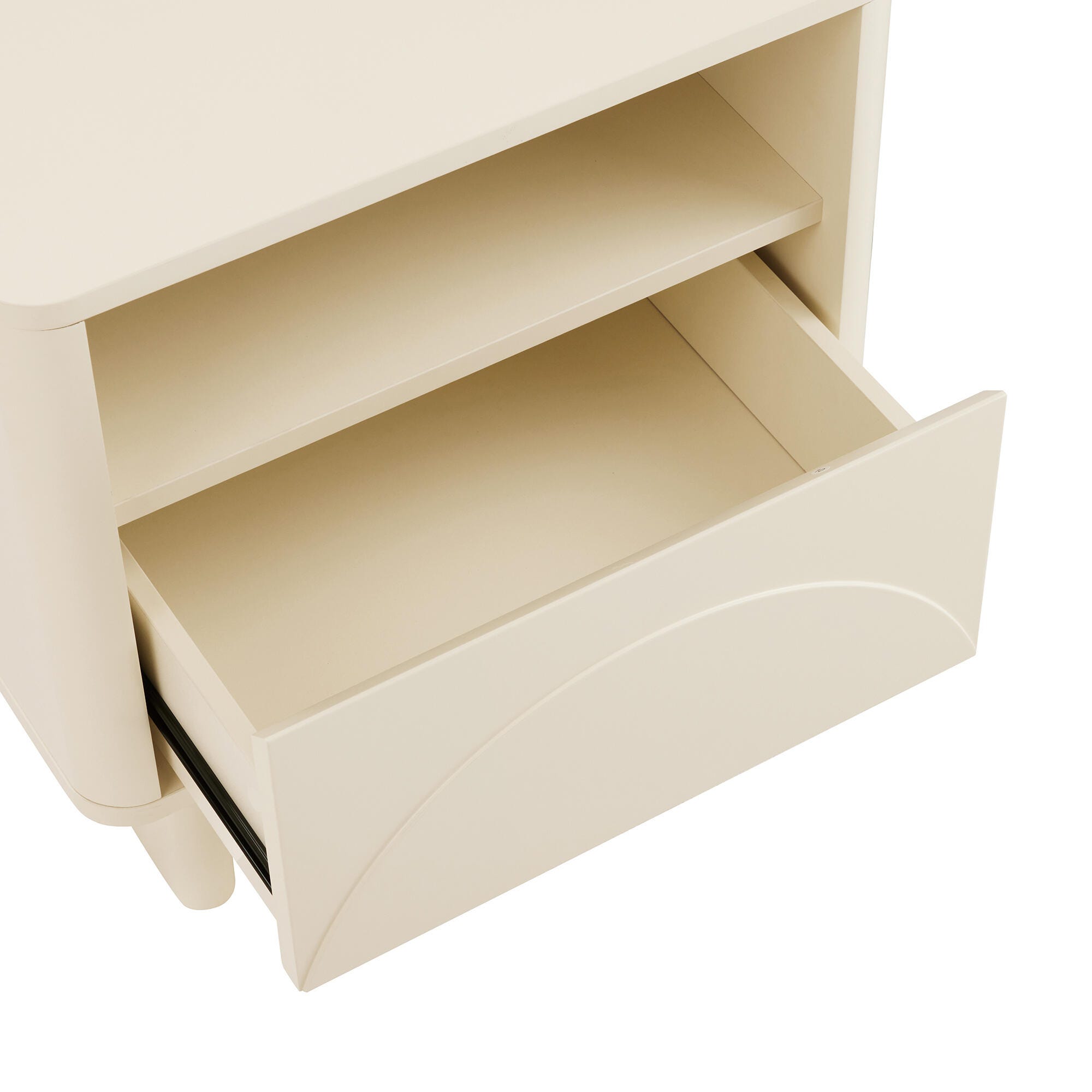 Manhattan Comfort Ella 20" 1 Drawer Nightstand (Set of 2), Cream, large
