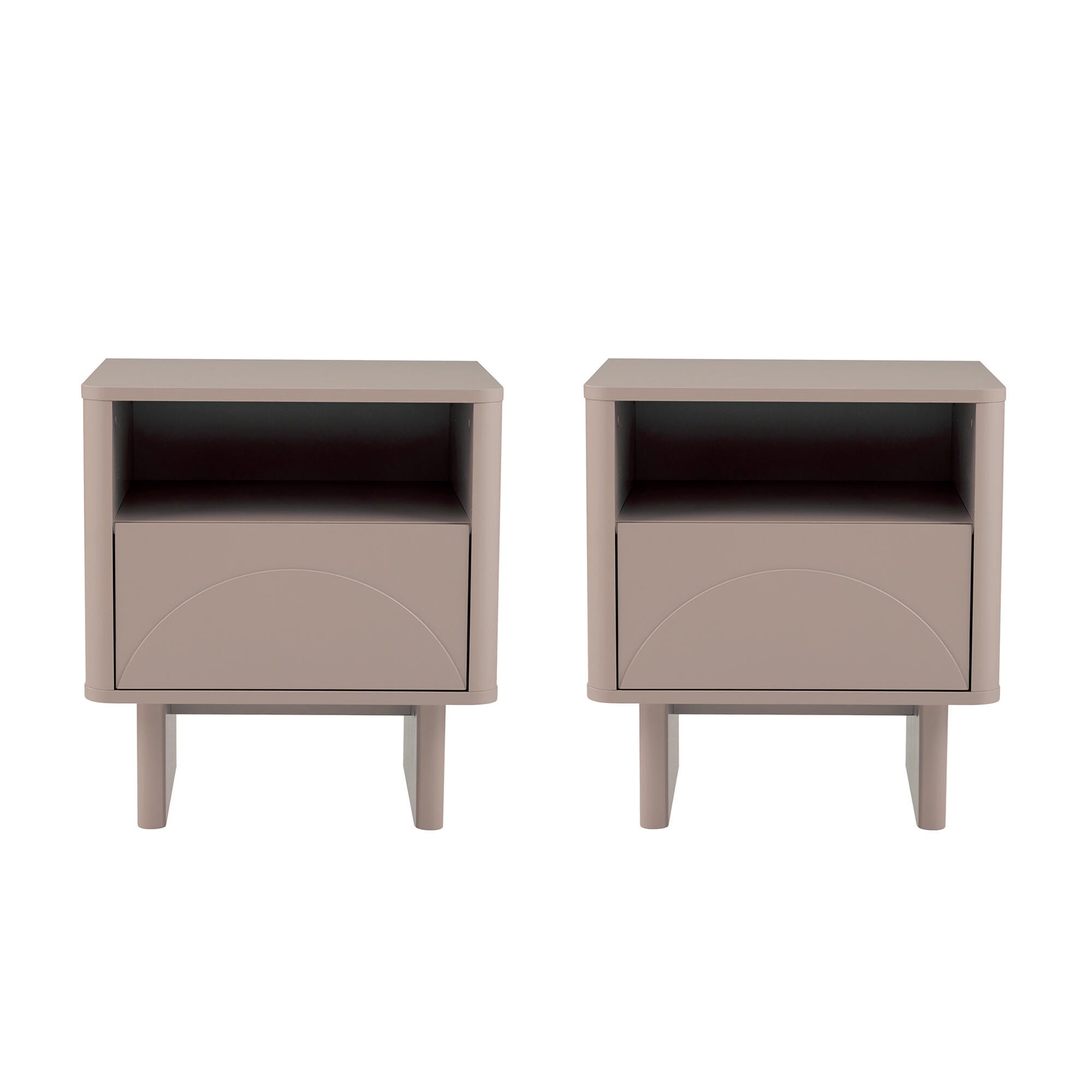 Manhattan Comfort Ella 20" 1 Drawer Nightstand (Set of 2), Mocha, large