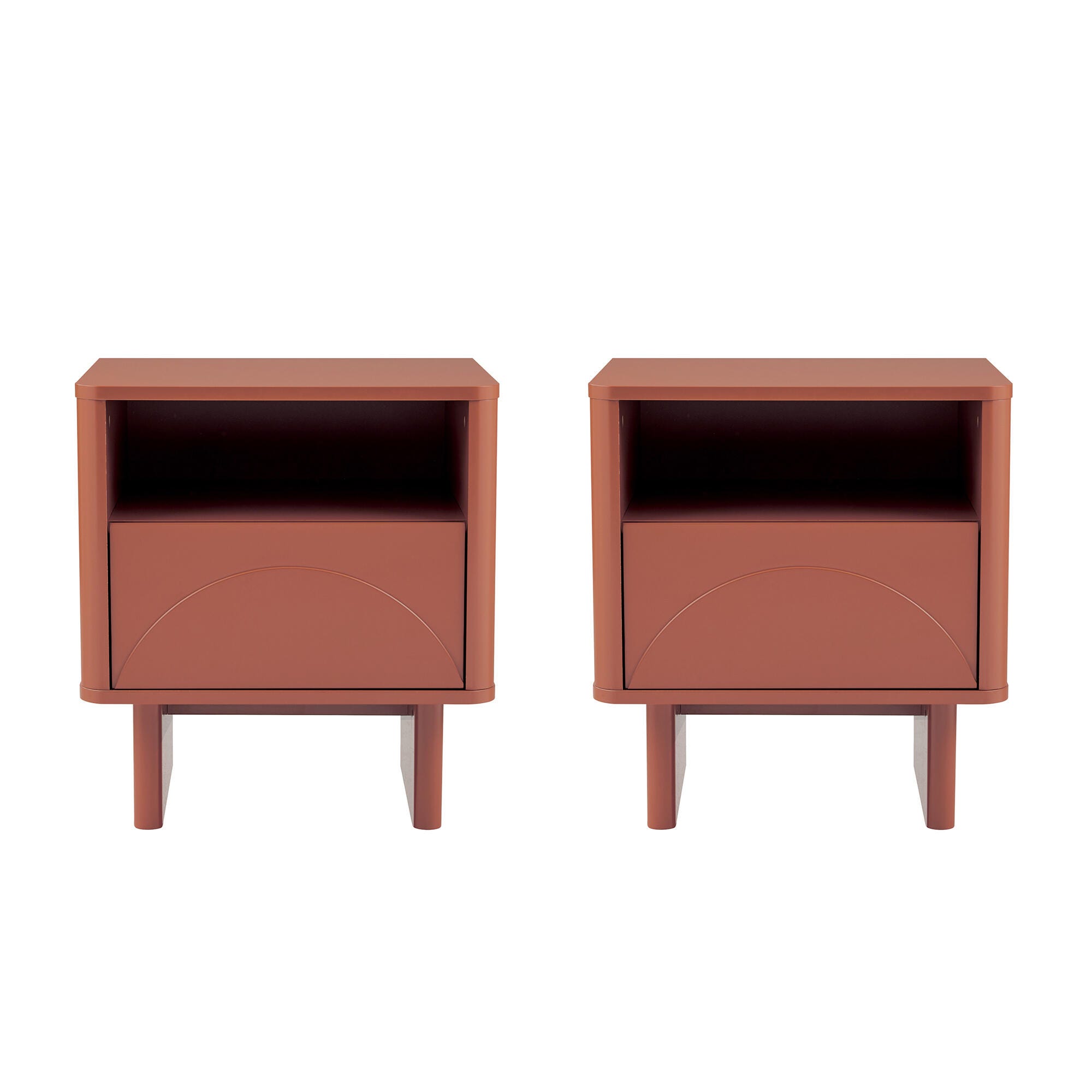 Manhattan Comfort Ella 20" 1 Drawer Nightstand (Set of 2), Terracotta, large