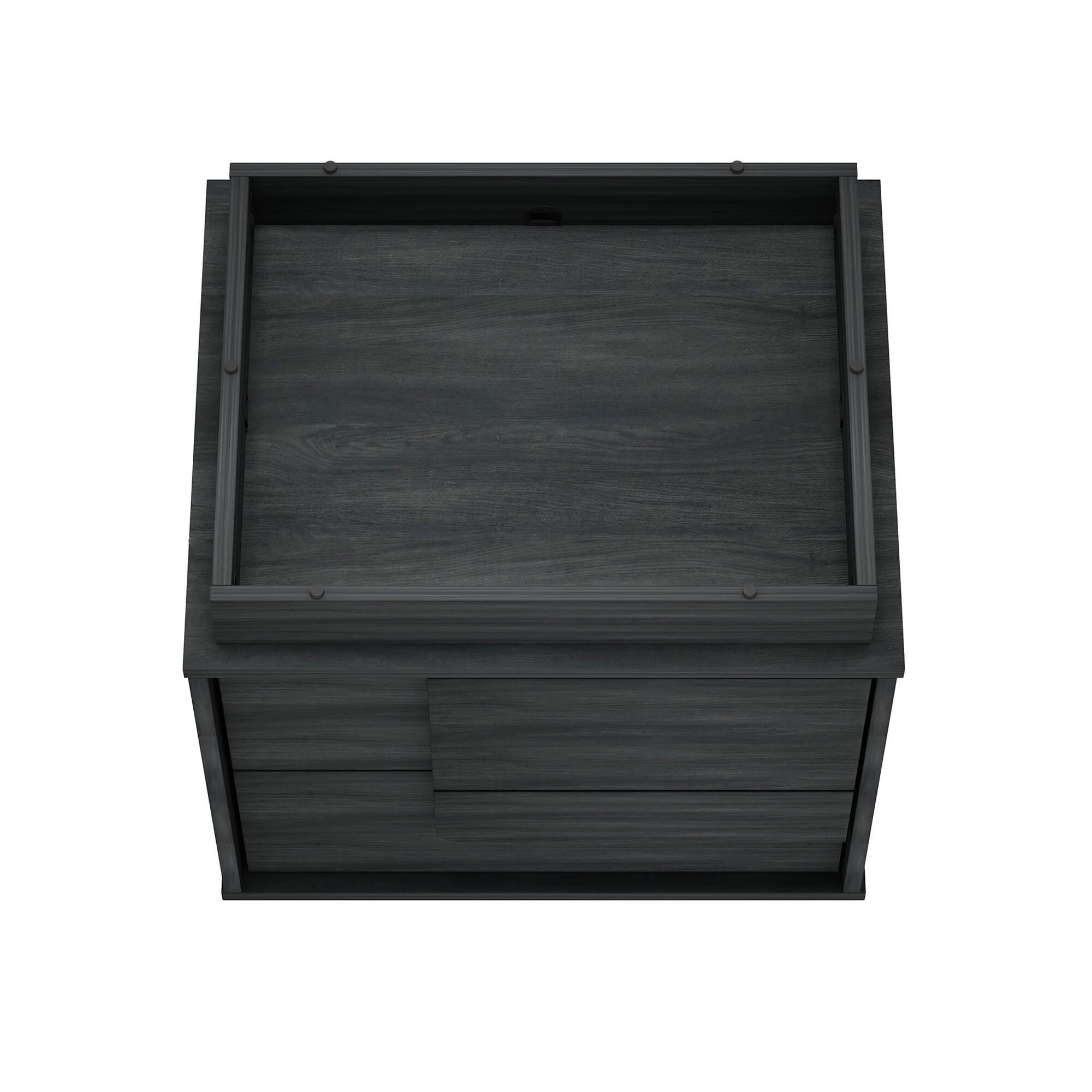 Manhattan Comfort Horizon 22" 2 Drawer Nightstand (Set of 2), Charcoal Gray, large