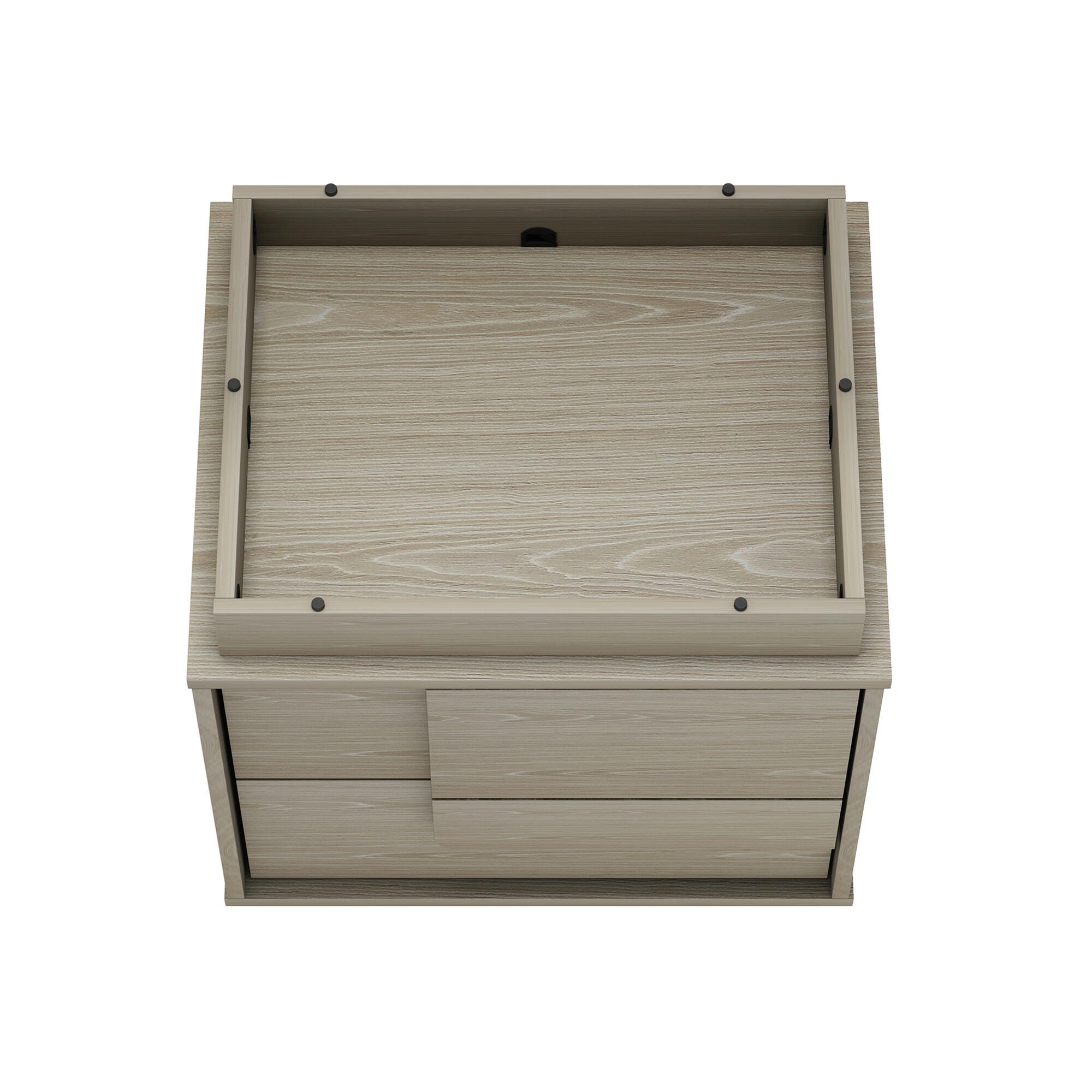 Manhattan Comfort Horizon 22" 2 Drawer Nightstand (Set of 2), White Washed Oak, large