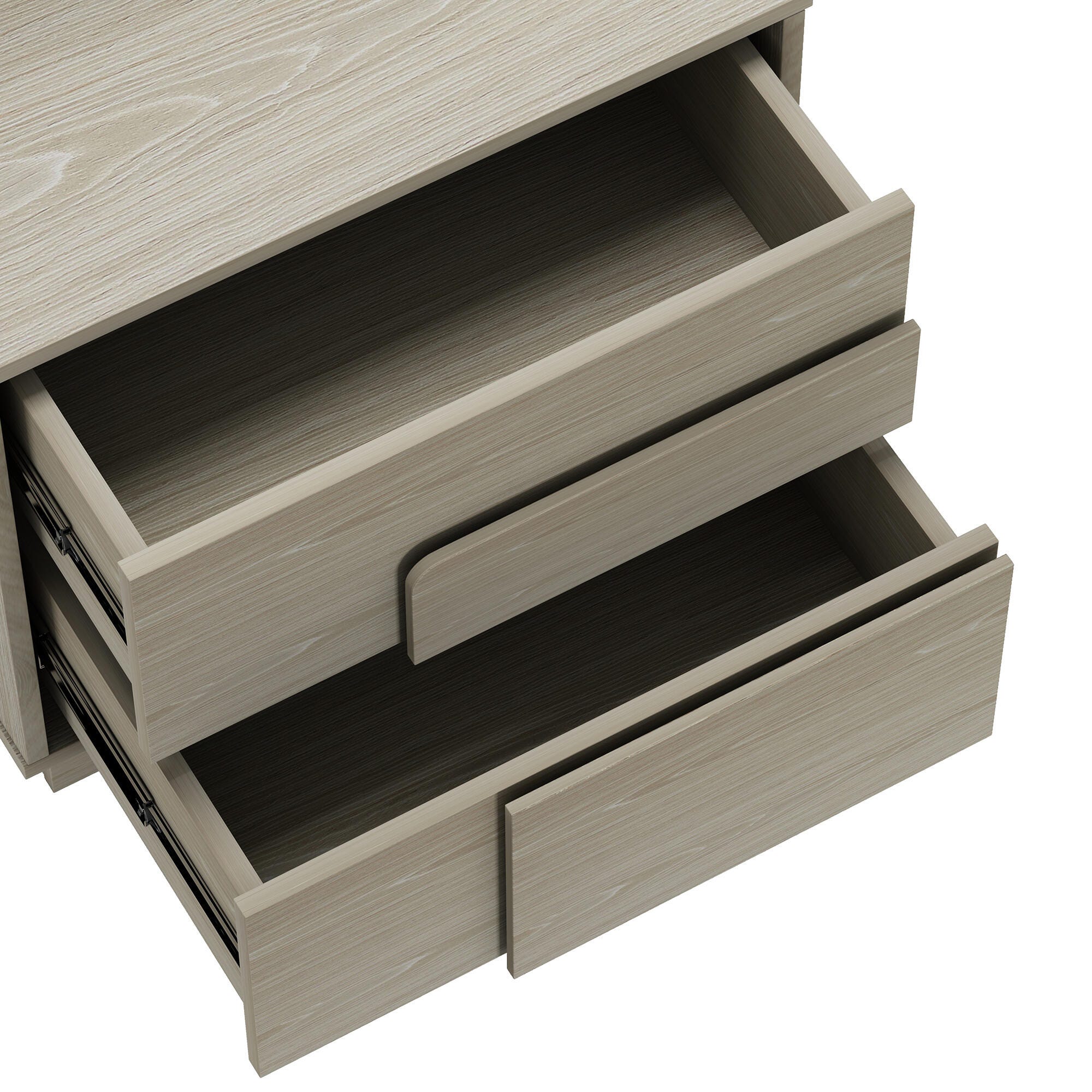 Manhattan Comfort Horizon 22" 2 Drawer Nightstand (Set of 2), White Washed Oak, large