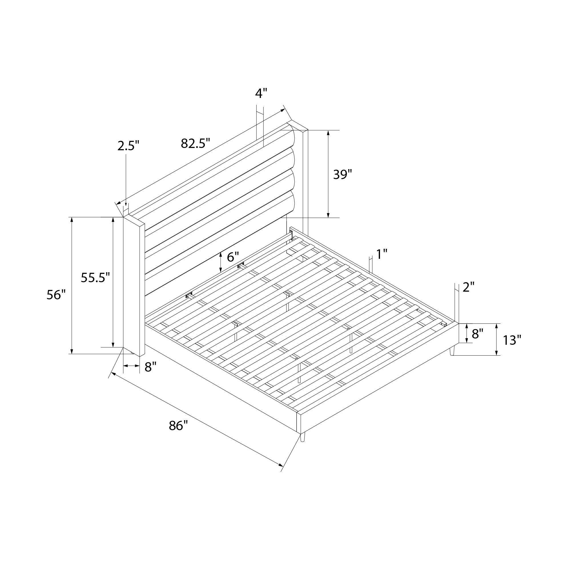 Novogratz Louis King Upholstered Bed Frame with Tufted Headboard, Ivory, large