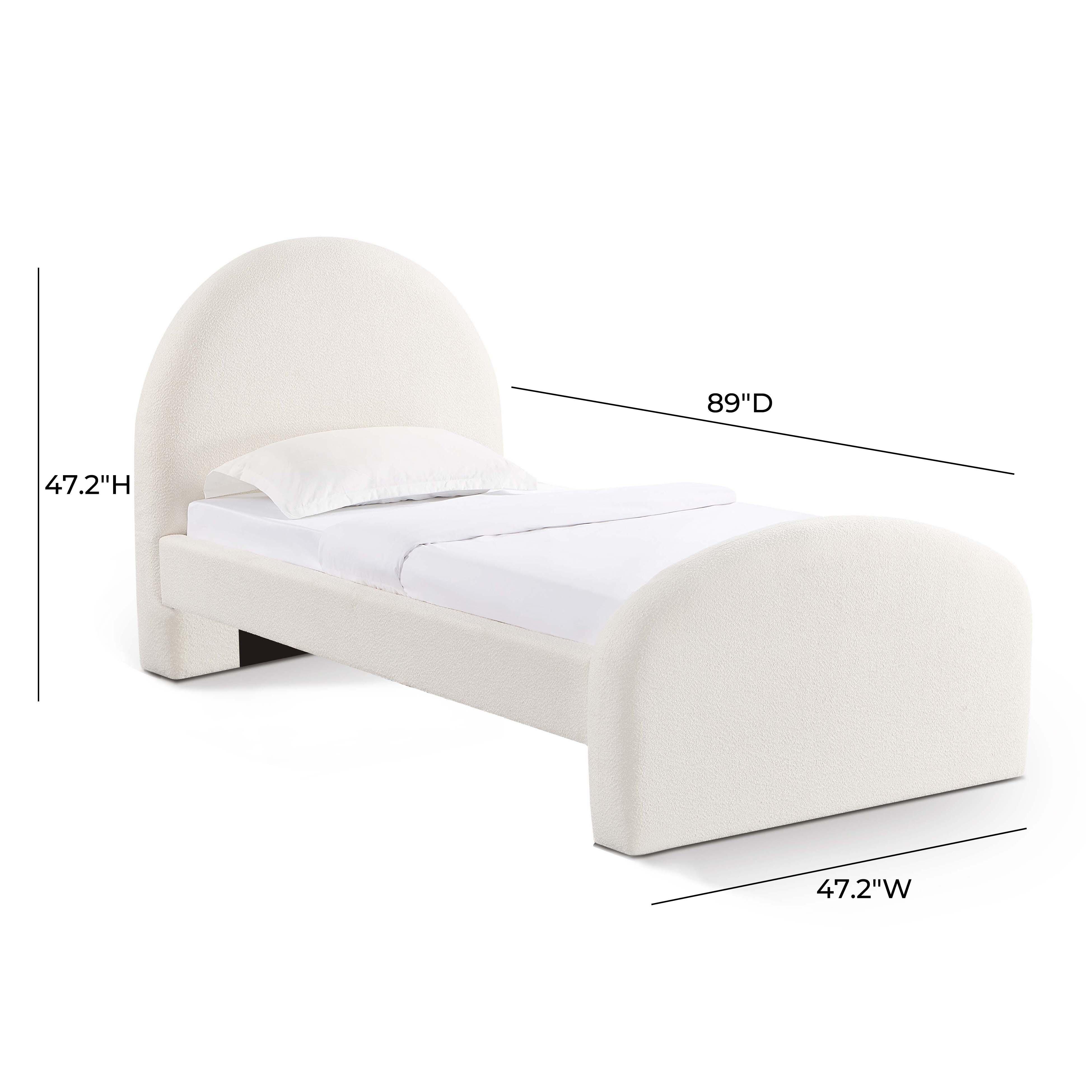TOV Furniture Moon Twin Panel Bed, Cream, large