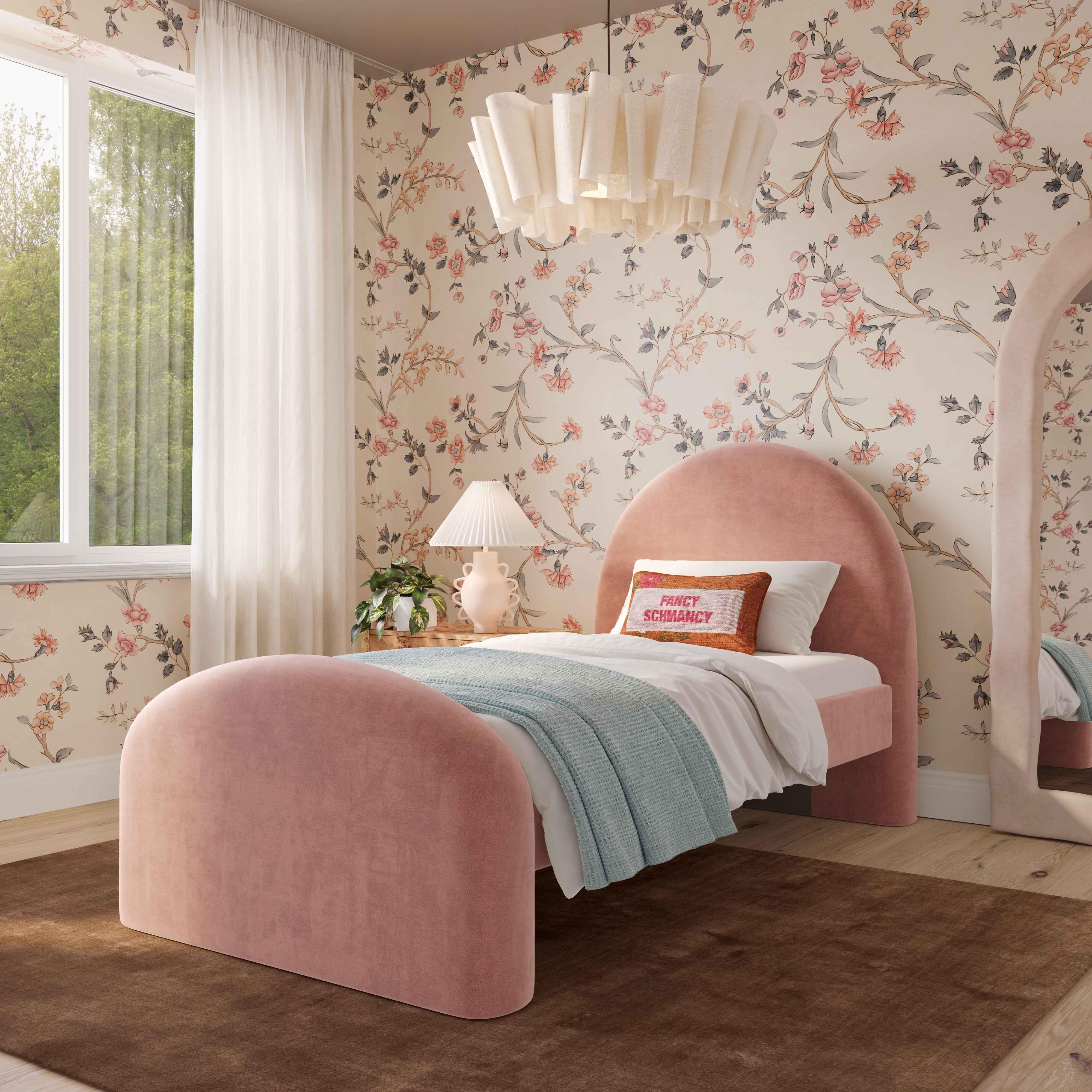 TOV Furniture Moon Moon Twin Panel Bed, Rose, rollover