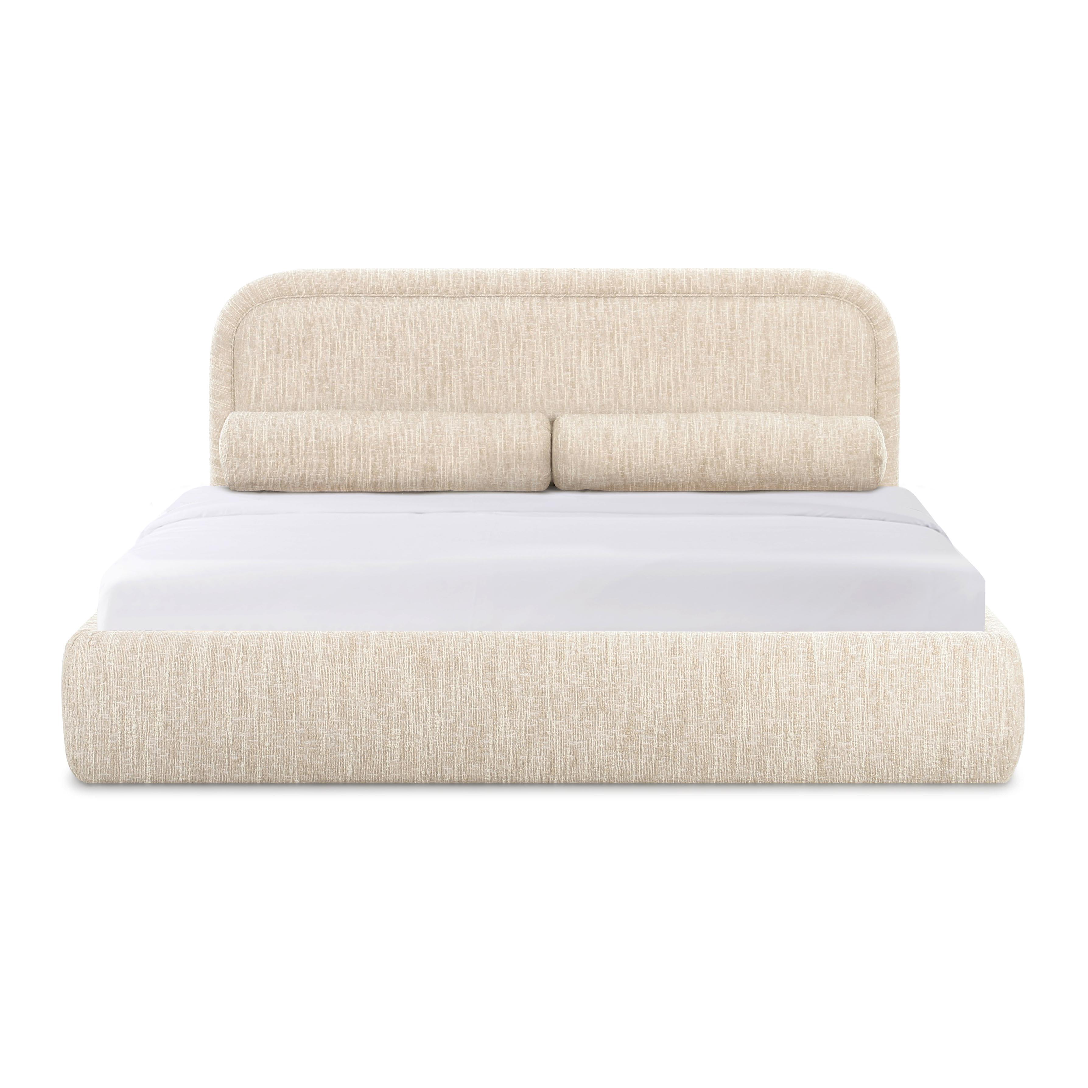 TOV Furniture Murielle Queen Panel Bed, Cream, large