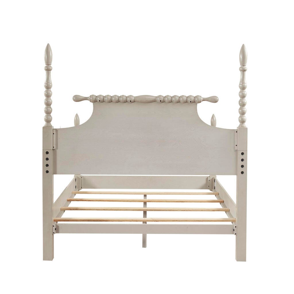 Madison Park Signature Rolling Pin Queen Bed, Antique Cream, large
