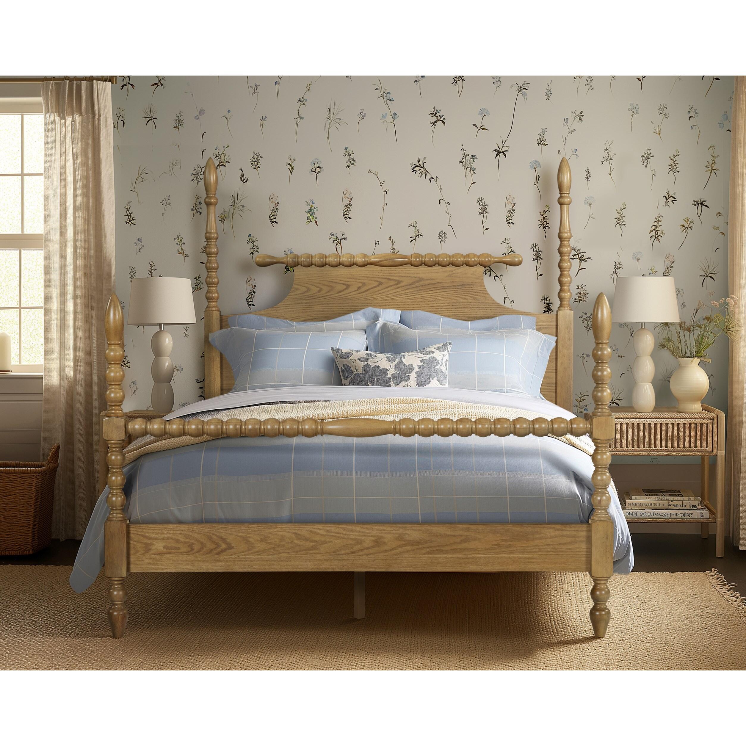Madison Park Signature Rolling Pin Queen Bed, Natural, large