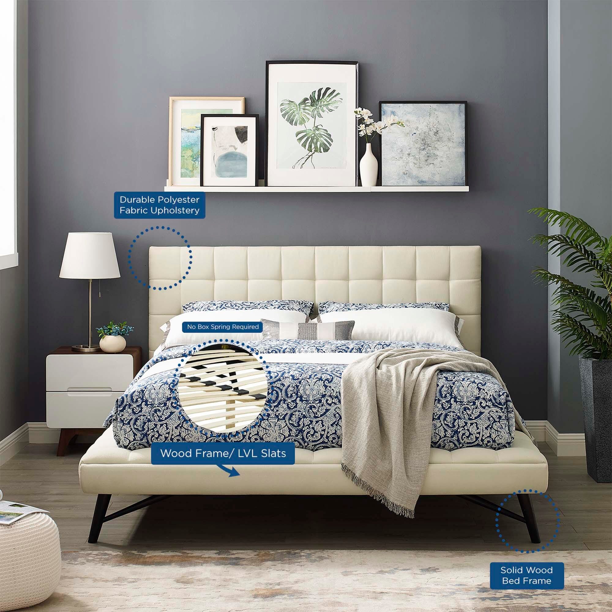 Modway Julia Queen Platform Bed, Ivory, large