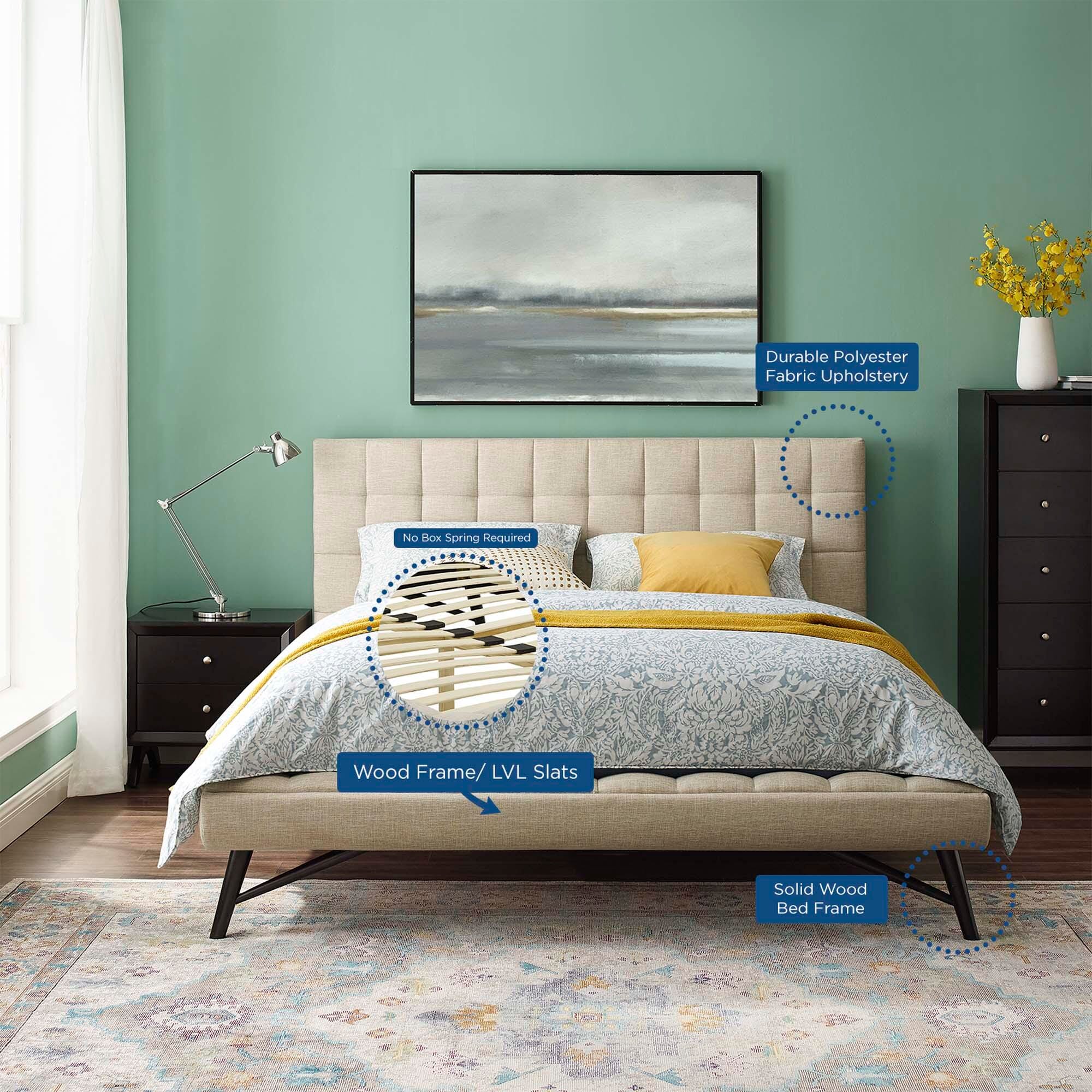 Modway Julia Platform Bed, Beige, large