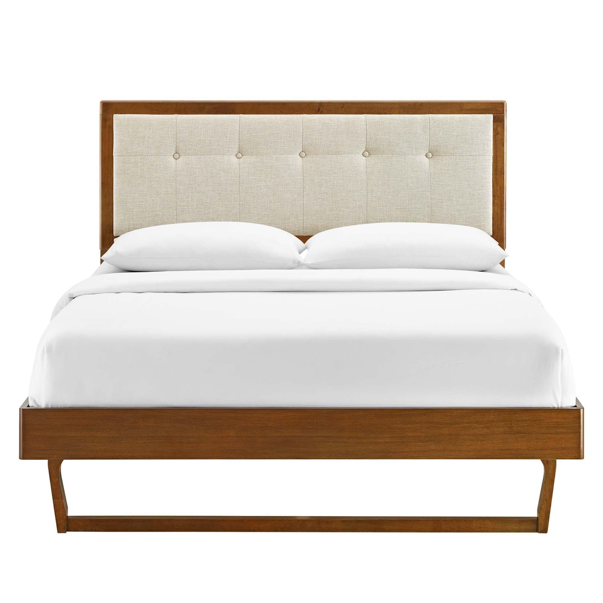 Modway Willow Full Platform Bed With Angular Frame, Walnut/Beige, large