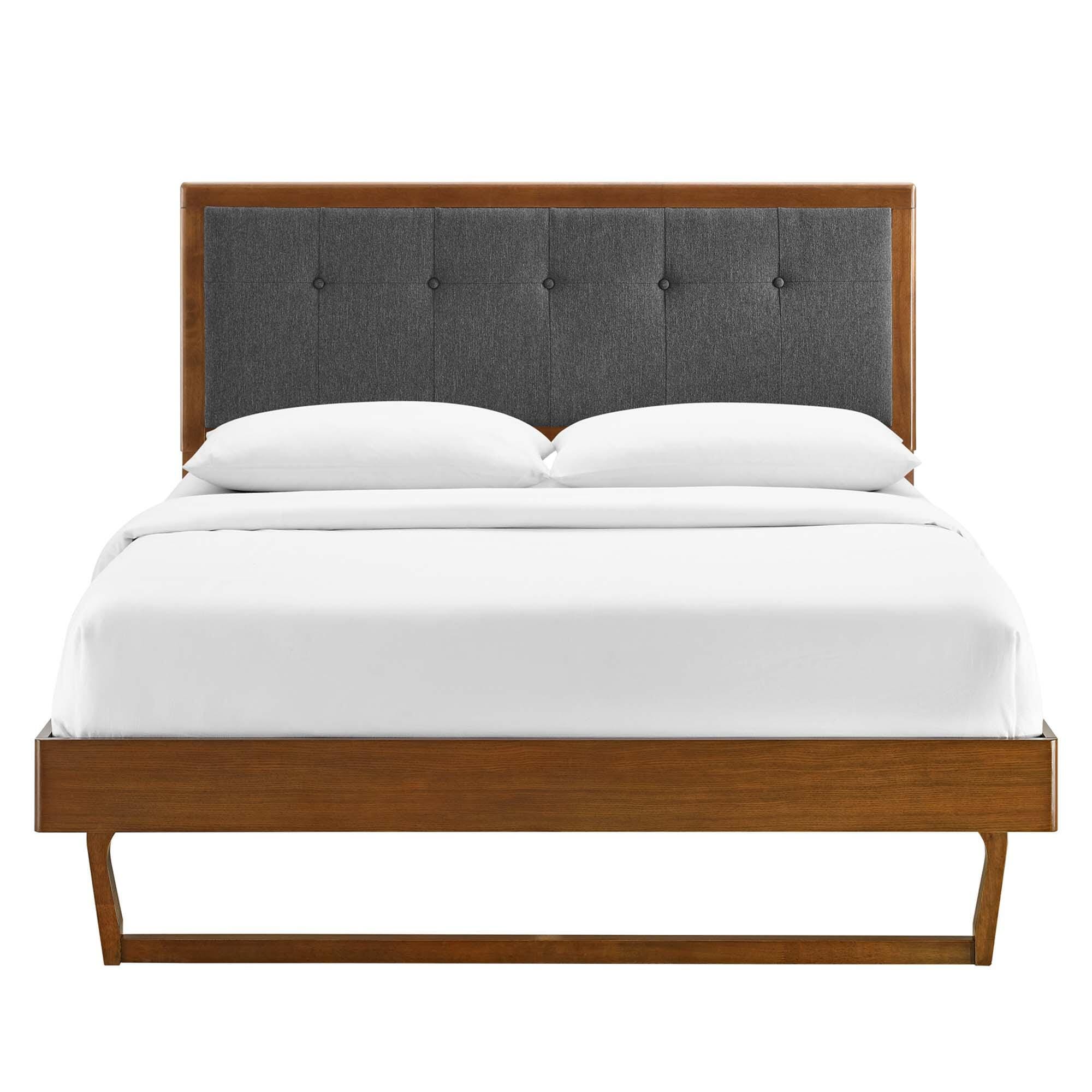 Modway Willow Full Platform Bed With Angular Frame, Walnut/Charcoal, large