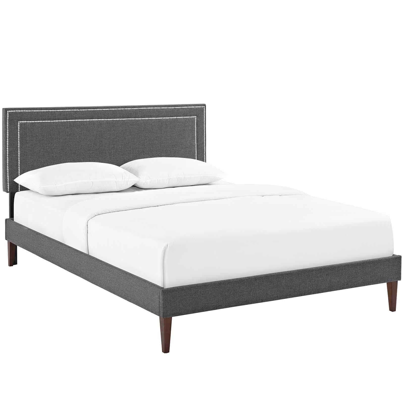 Modway Jessamine Full Platform Bed with Tapered Legs, Gray, large