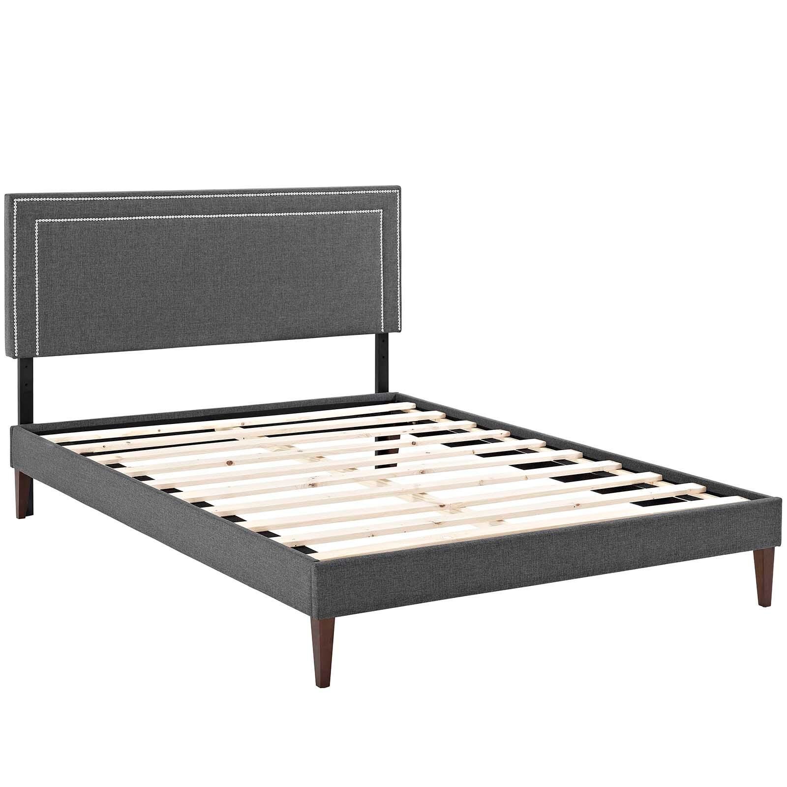 Modway Jessamine Full Platform Bed with Tapered Legs, Gray, large