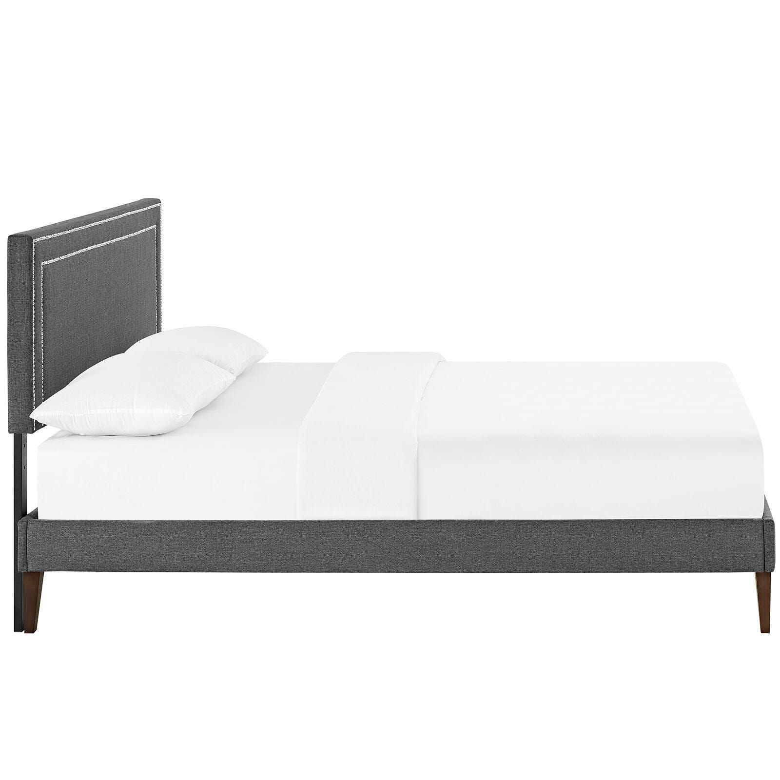 Modway Jessamine Full Platform Bed with Tapered Legs, Gray, large