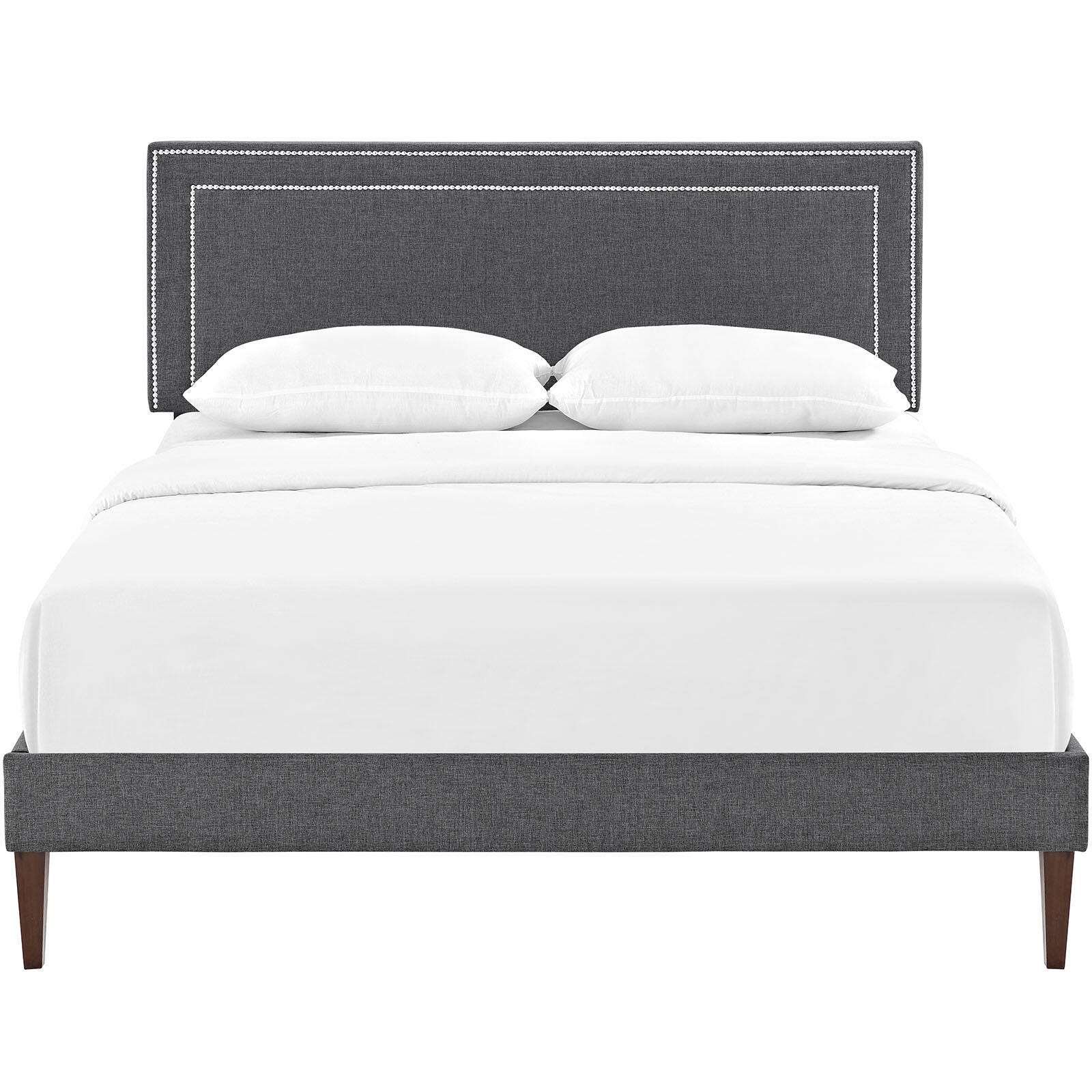 Modway Jessamine Full Platform Bed with Tapered Legs, Gray, large