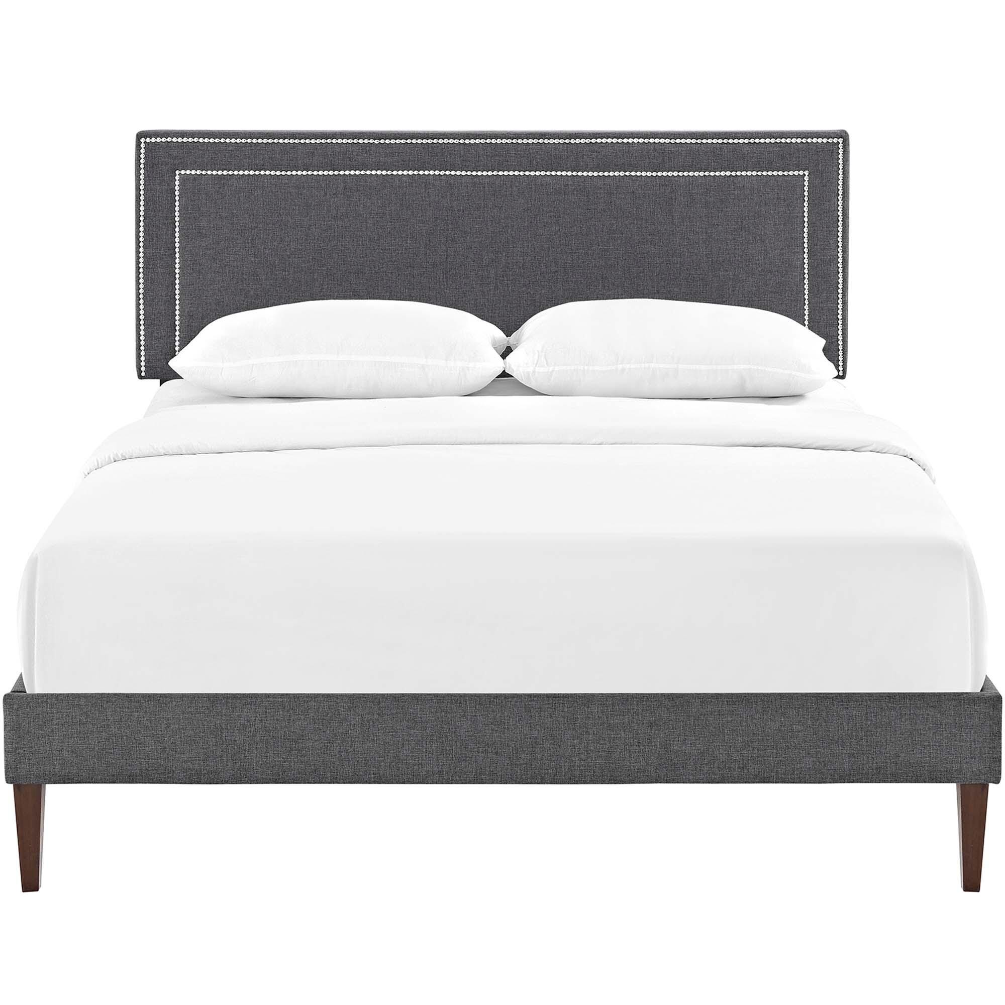 Modway Virginia Full Platform Bed with Tapered Legs, Gray, large