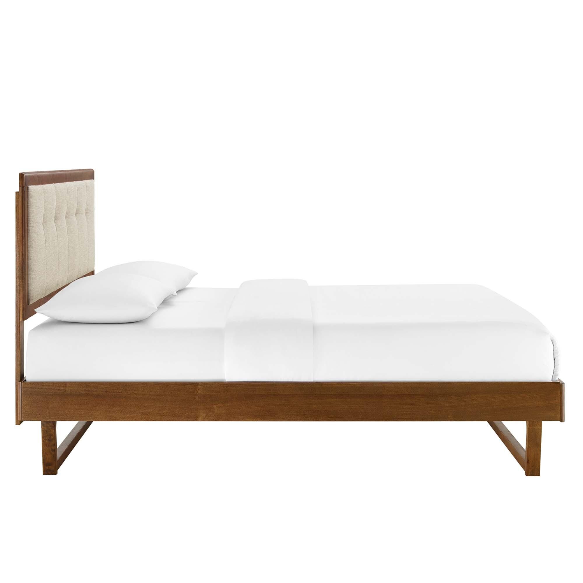 Modway Willow King Platform Bed With Angular Frame, Walnut/Beige, large